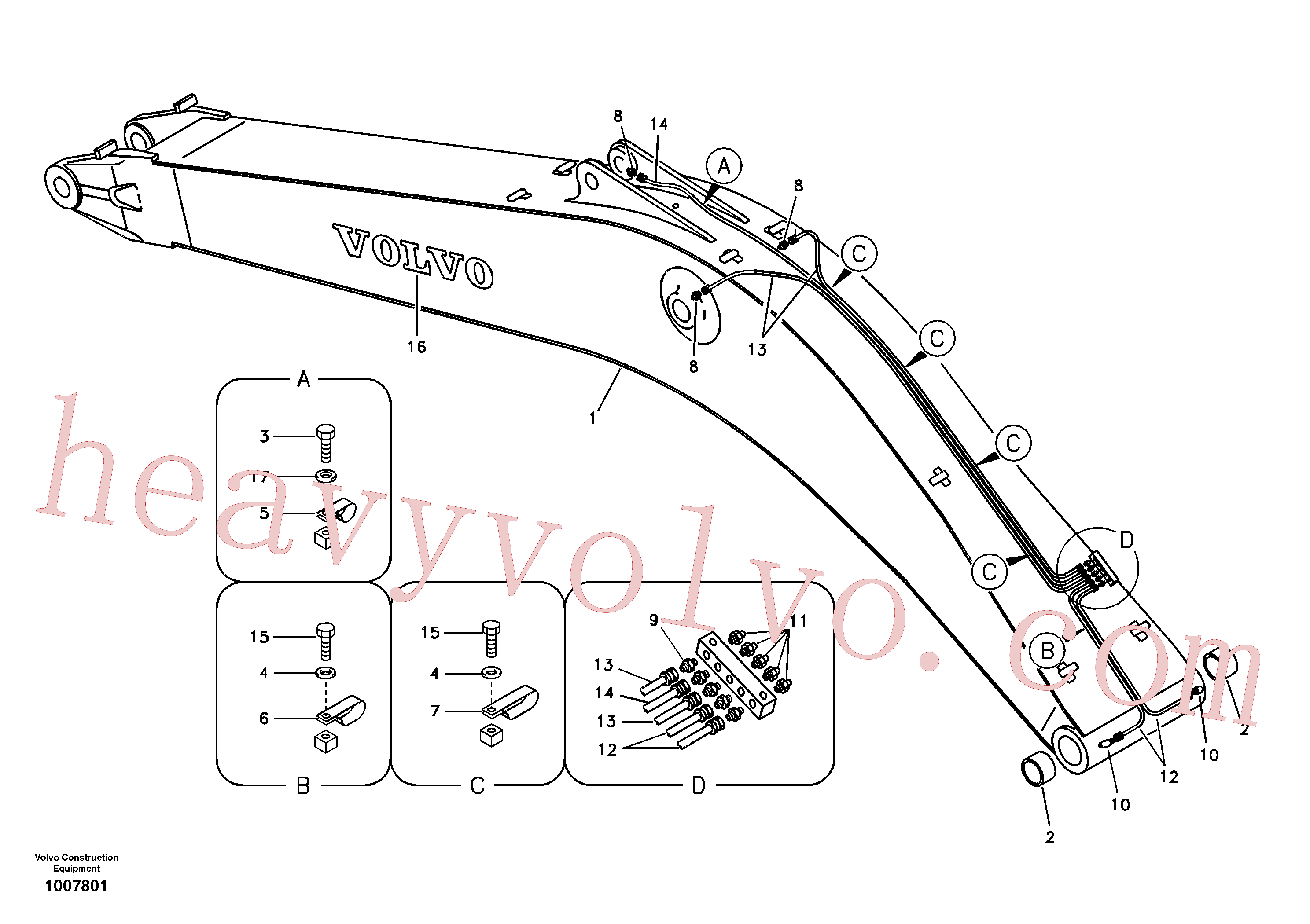 SA9482-02111 for Volvo Boom and grease piping(1007801 assembly)