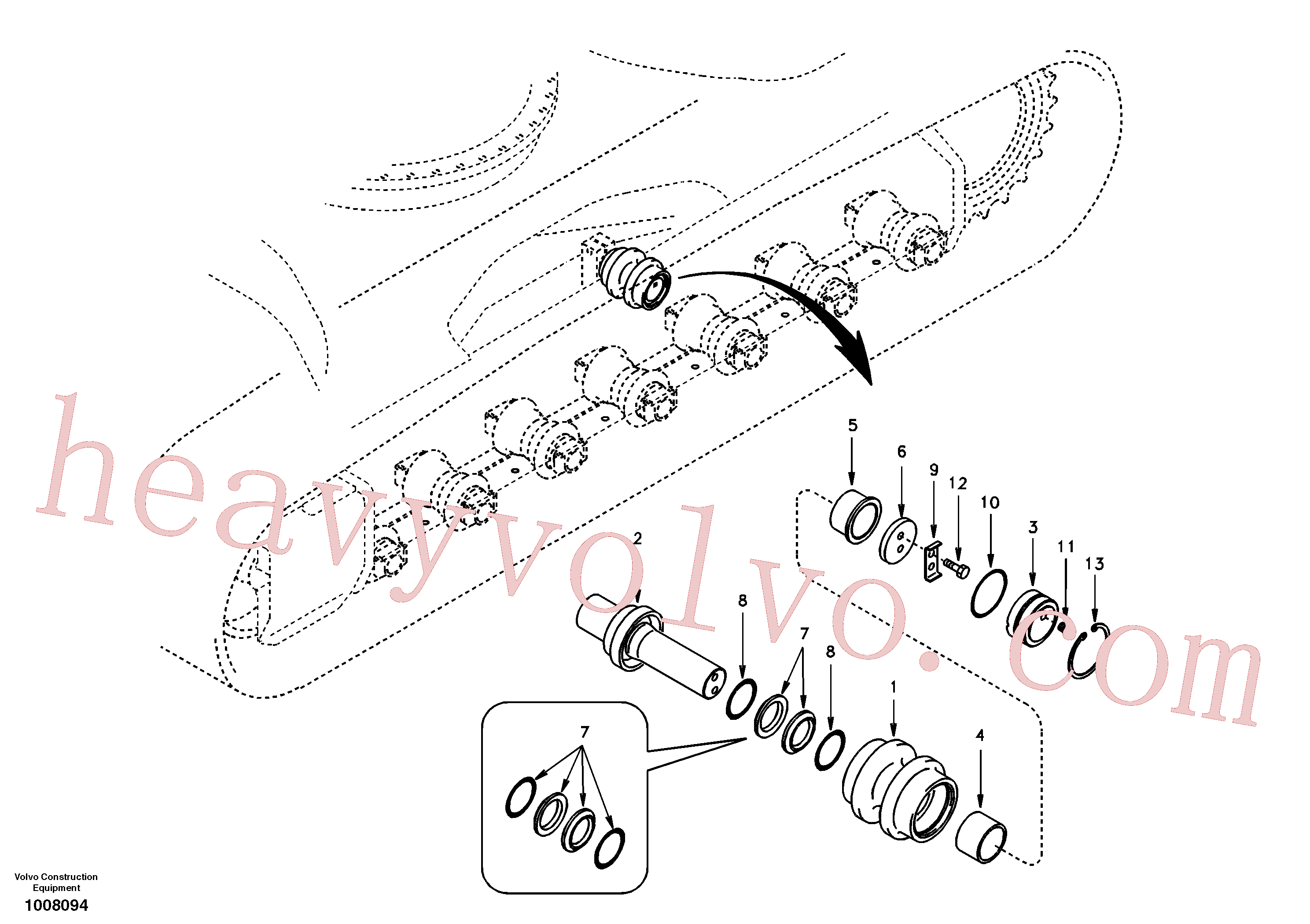 VOE914536 for Volvo Top roller(1008094 assembly)