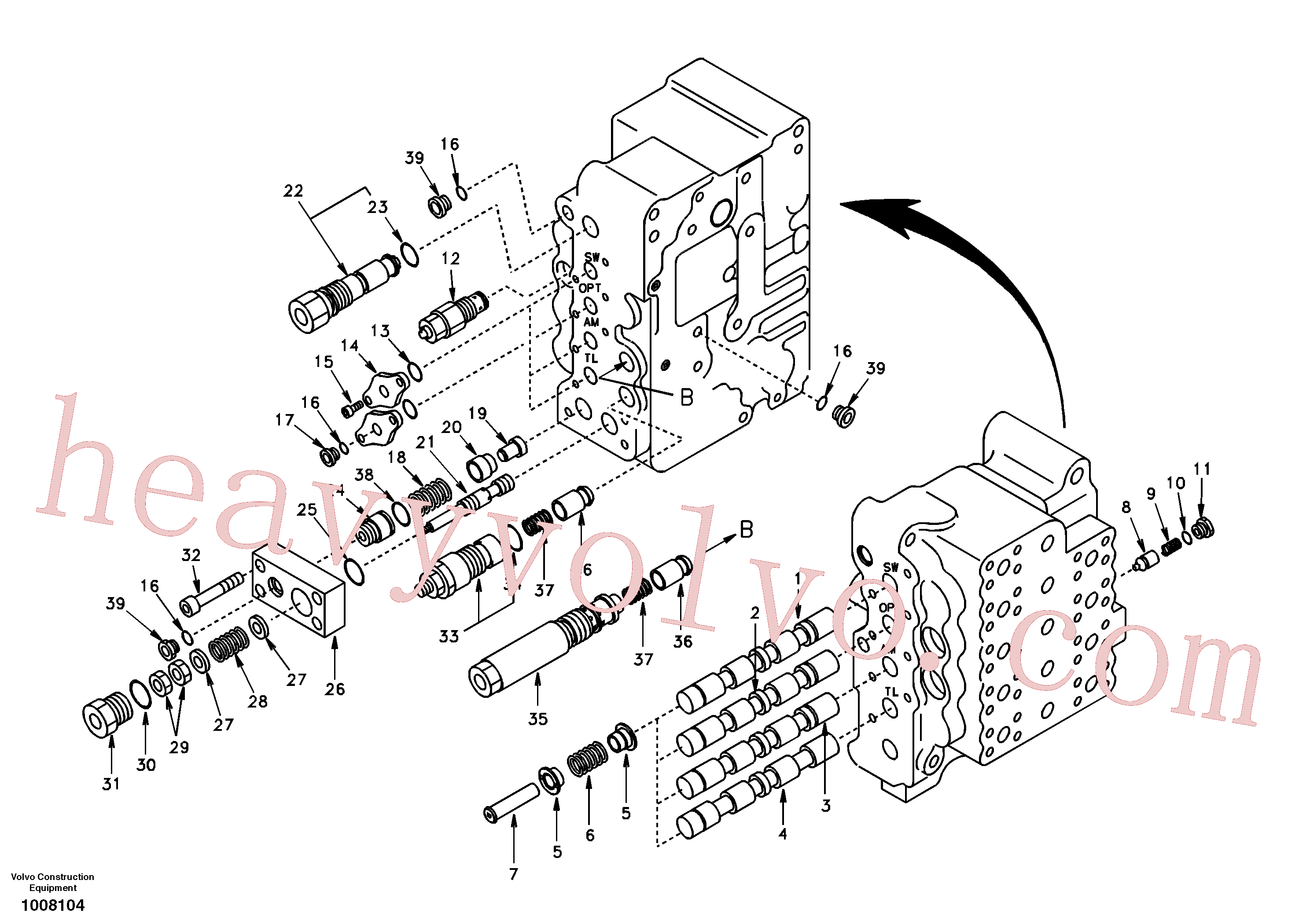 SA7273-11310 for Volvo Main control valve, swing and option and dipper arm and travel Lh(1008104 assembly)