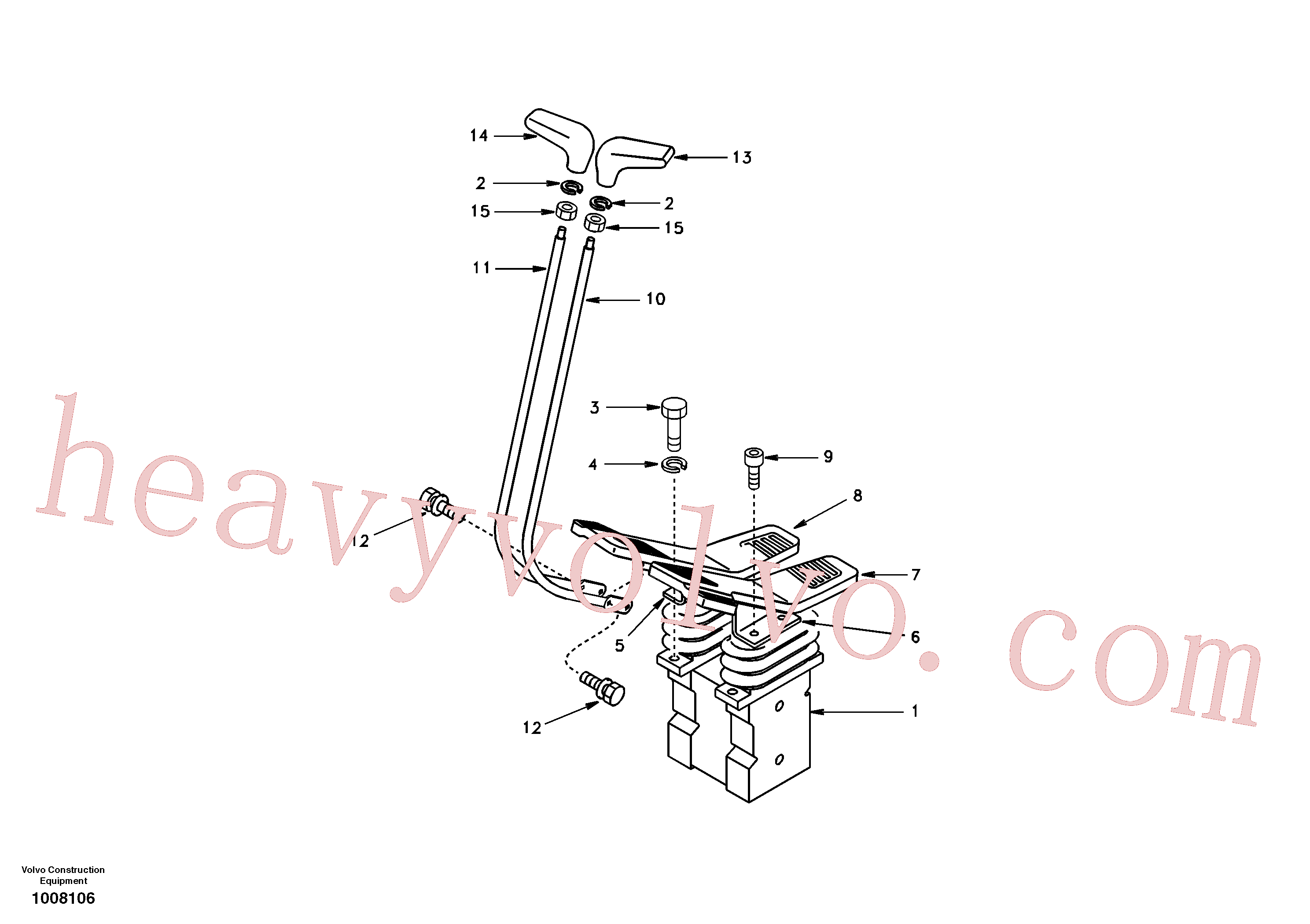 SA1068-02450 for Volvo Remote control valve pedal with fitting parts(1008106 assembly)