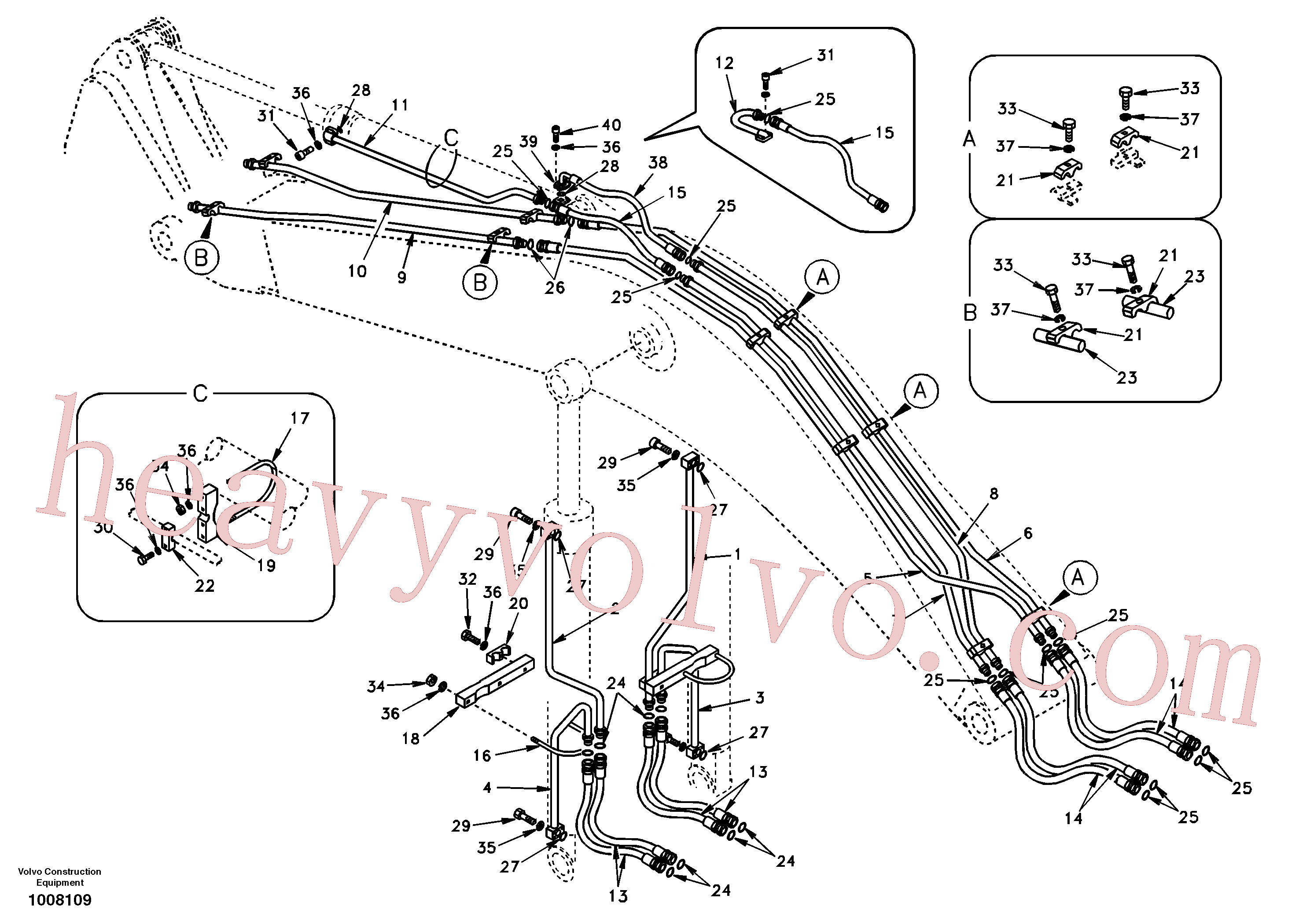 SA1174-51741 for Volvo Working hydraulic, boom(1008109 assembly)