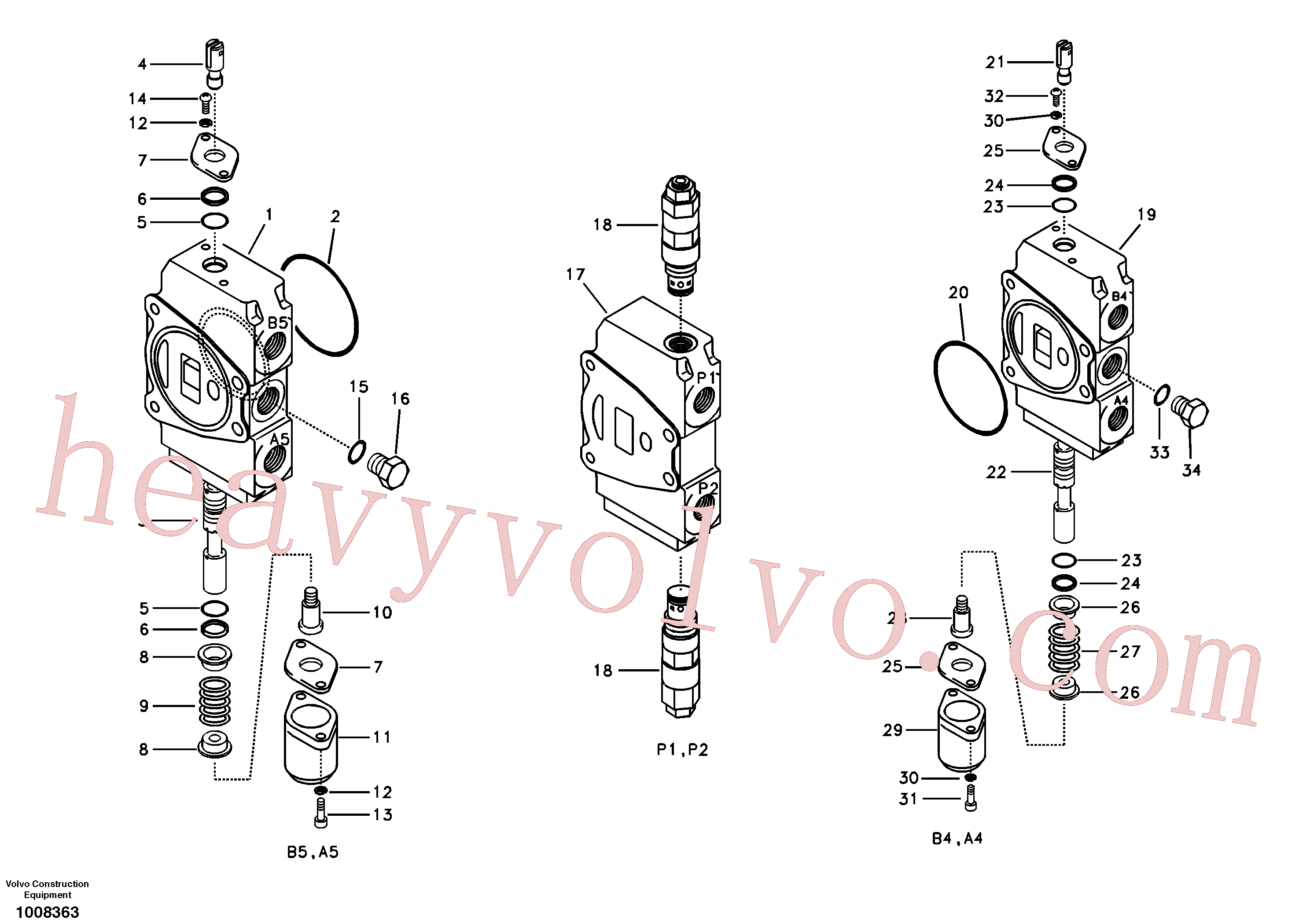 VOE14505436 for Volvo Main control valve, travel Lh and mid inlet and travel Rh(1008363 assembly)