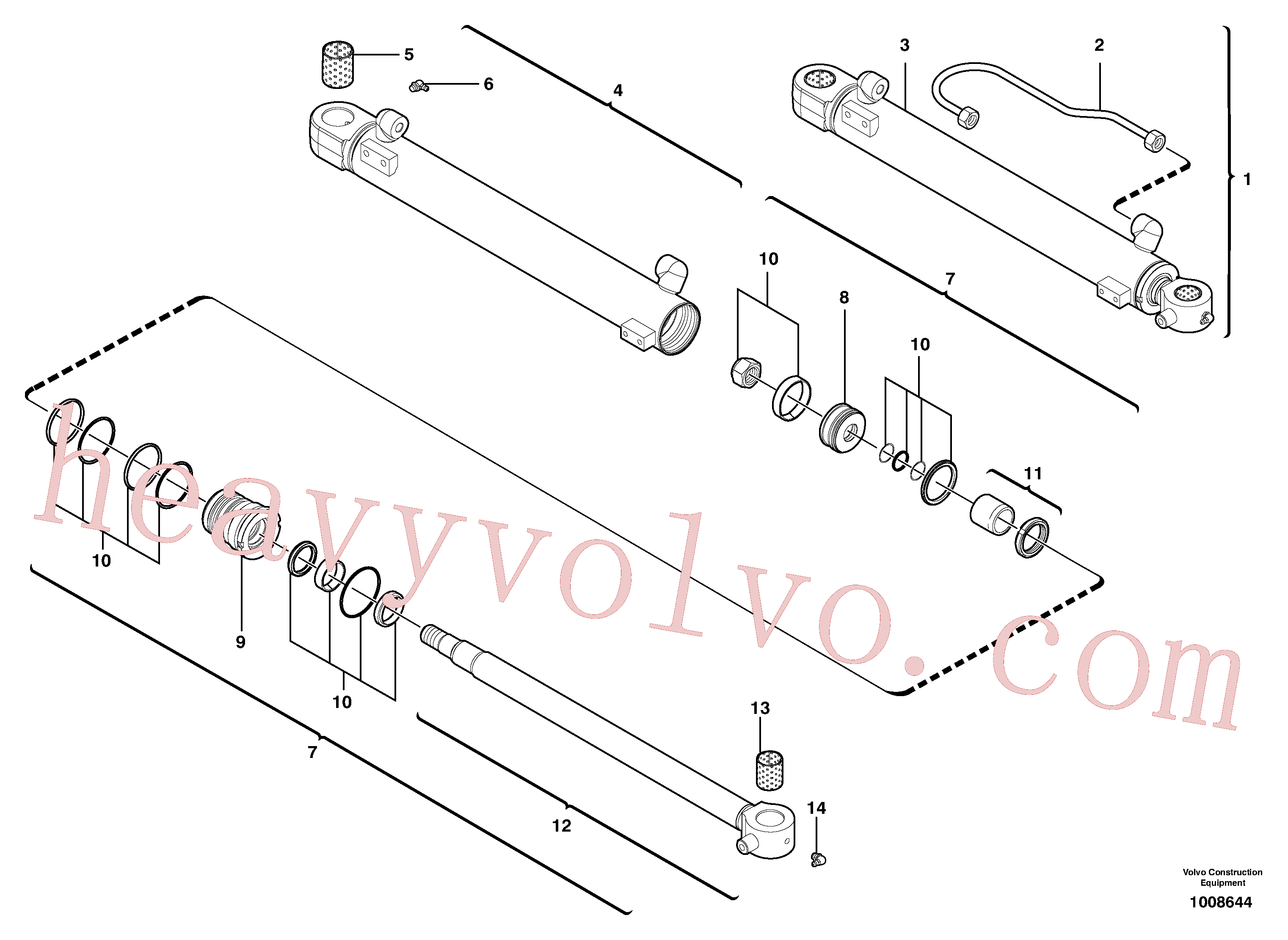 VOE11988464 for Volvo Boom cylinder(1008644 assembly)