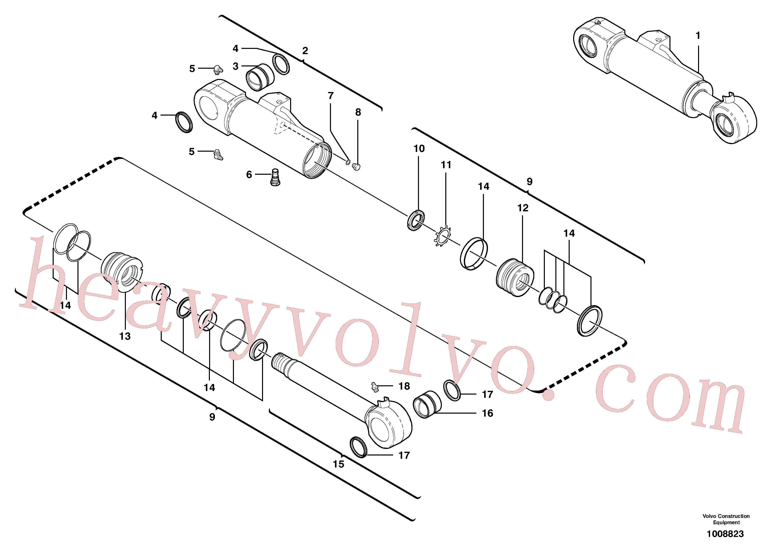 VOE11710563 for Volvo Dozer blade cylinder(1008823 assembly)