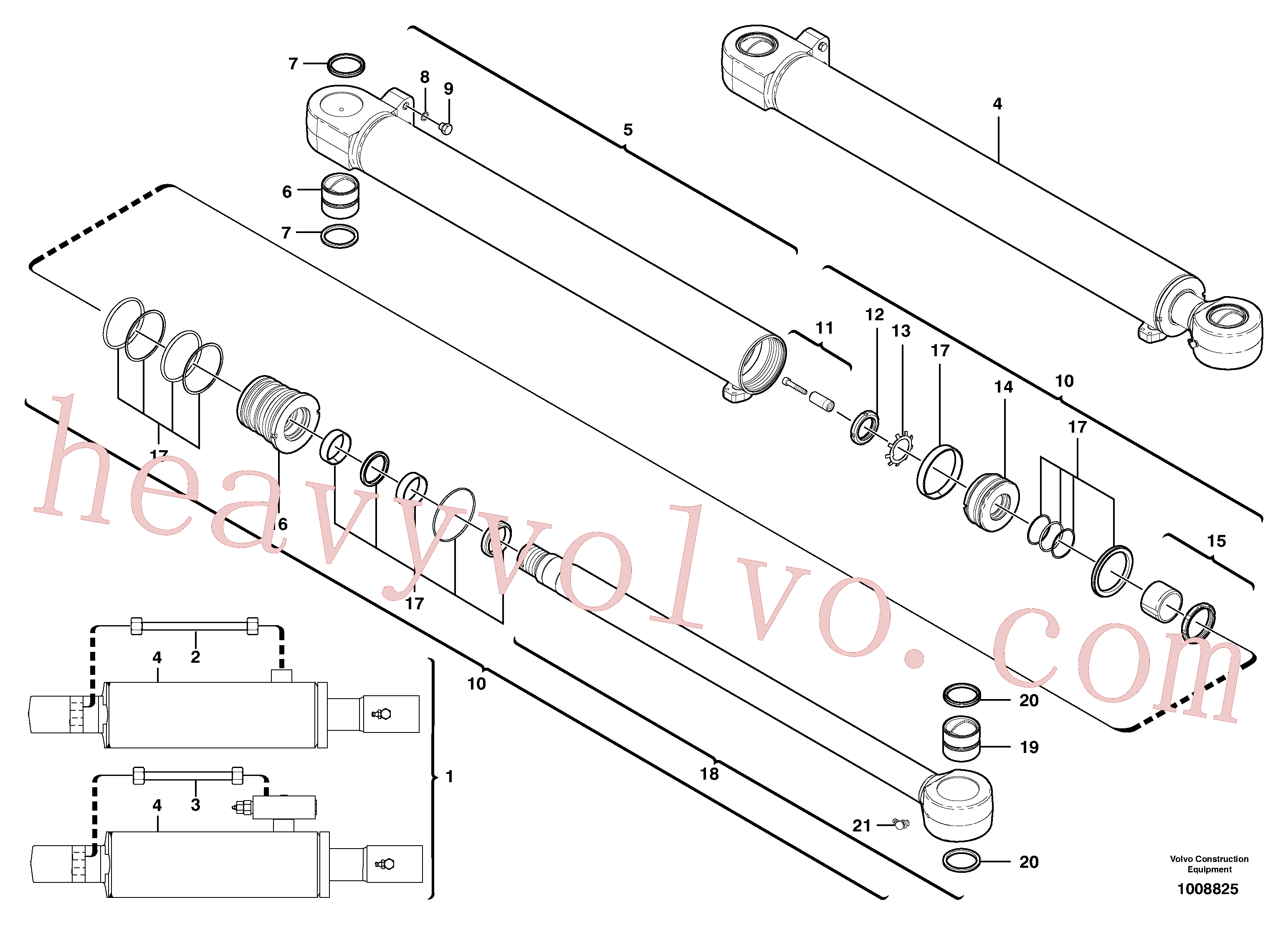 VOE11710823 for Volvo Dipper arm cylinder(1008825 assembly)