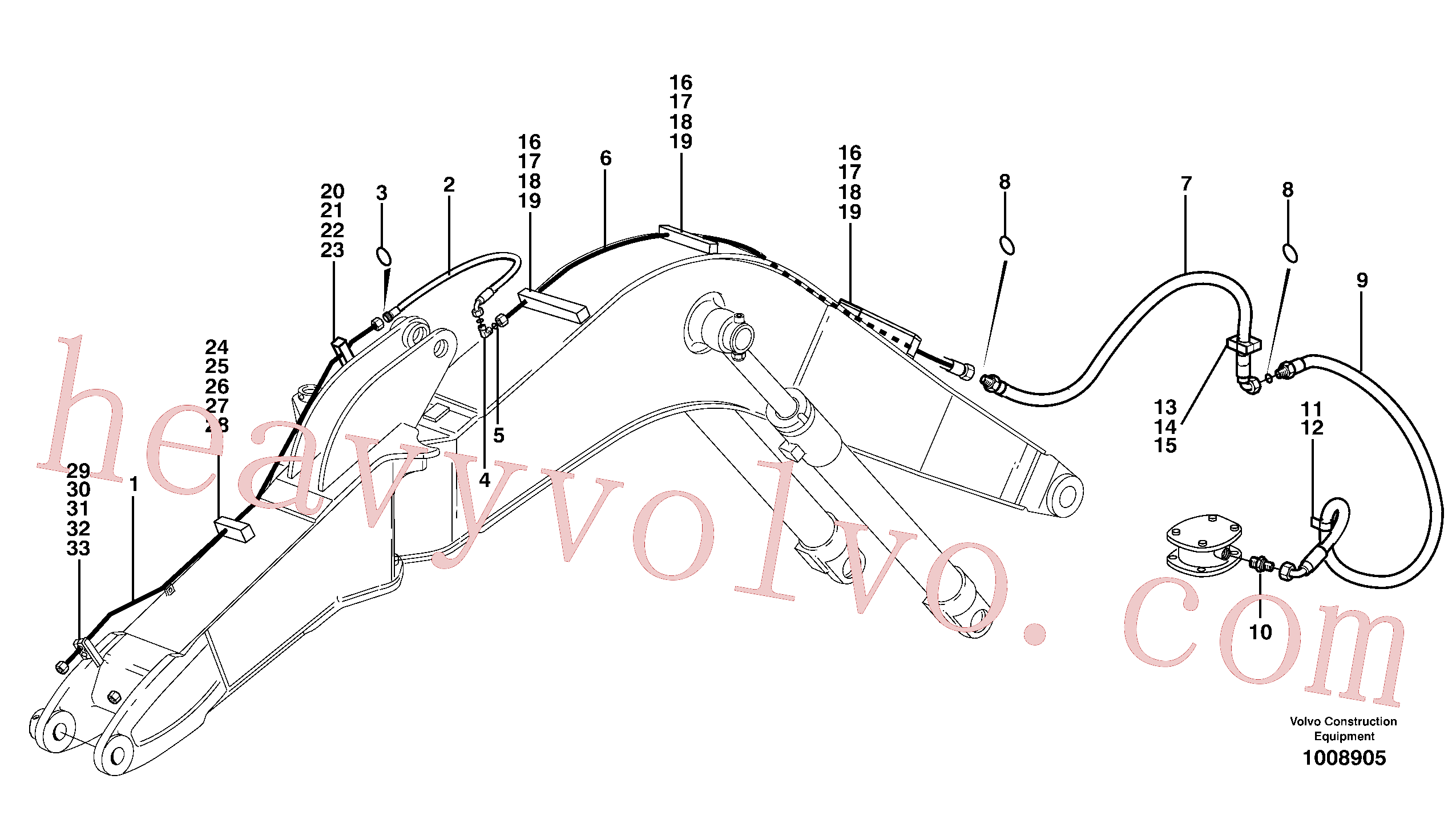 VOE14372161 for Volvo Hammer hydraulics mono boom, return line, offset(1008905 assembly)