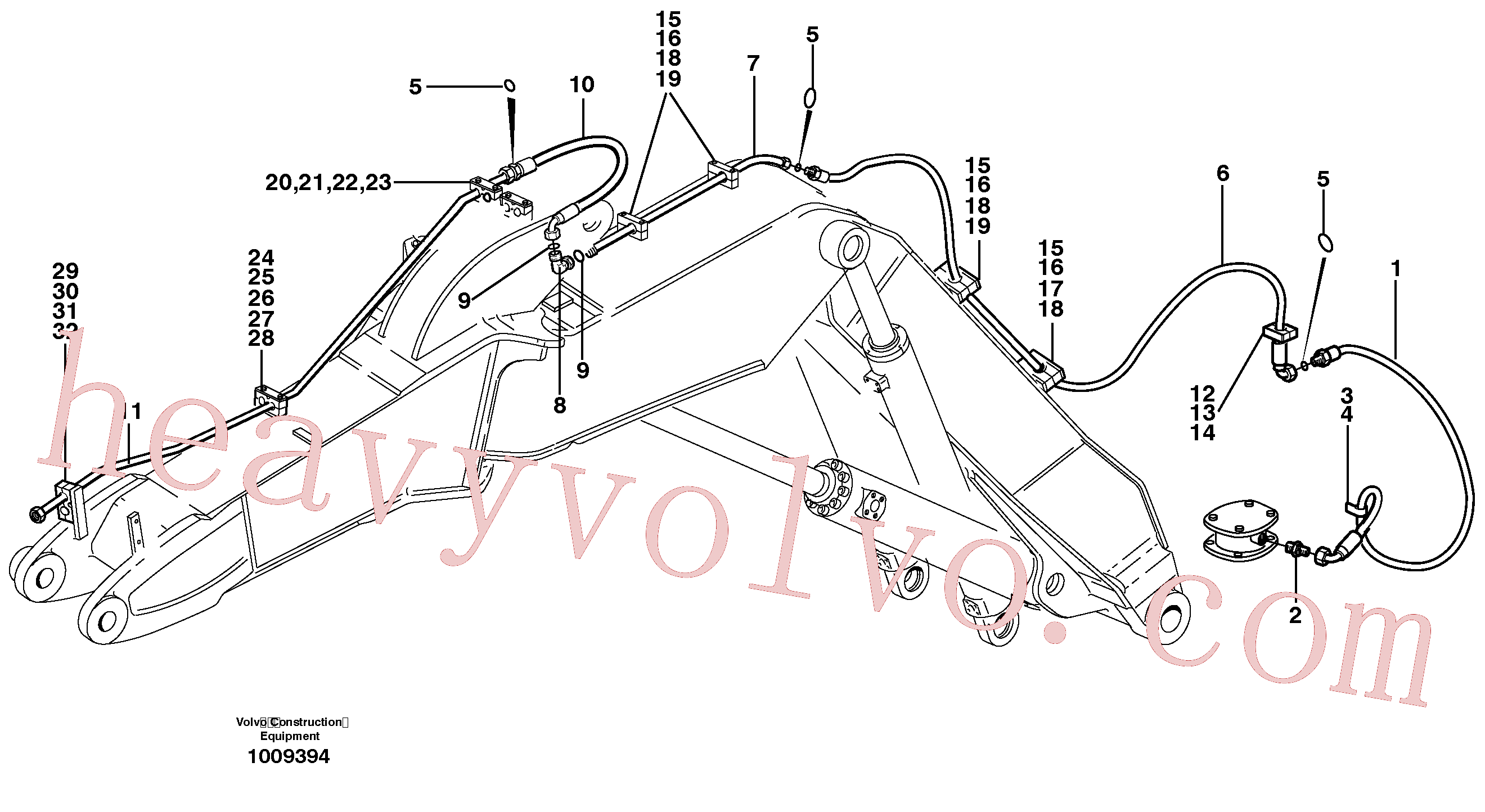 VOE14372161 for Volvo Hammer hydraulics on adjustable boom, return line(1009394 assembly)