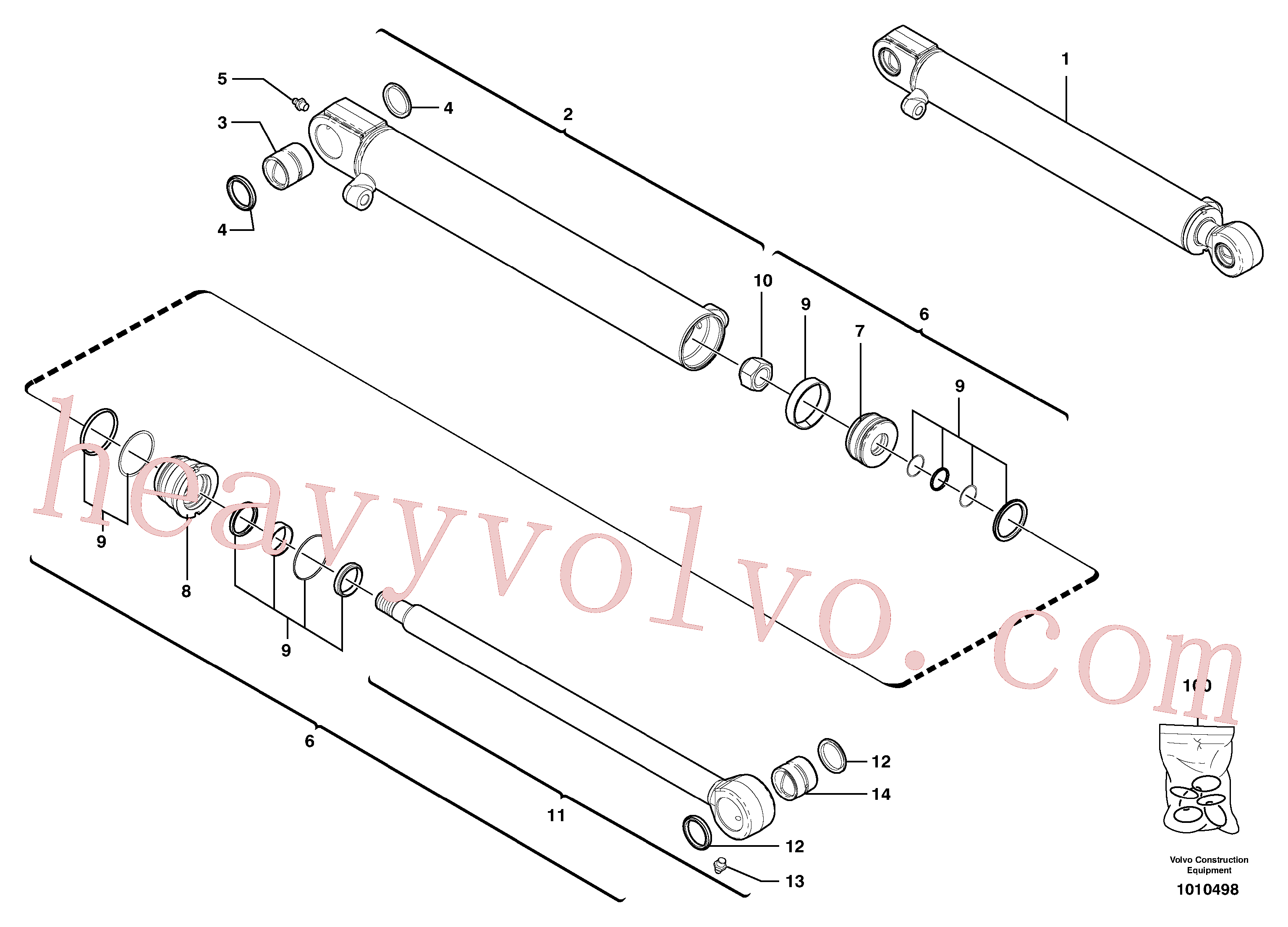 VOE11713011 for Volvo Dipper arm cylinder(1010498 assembly)