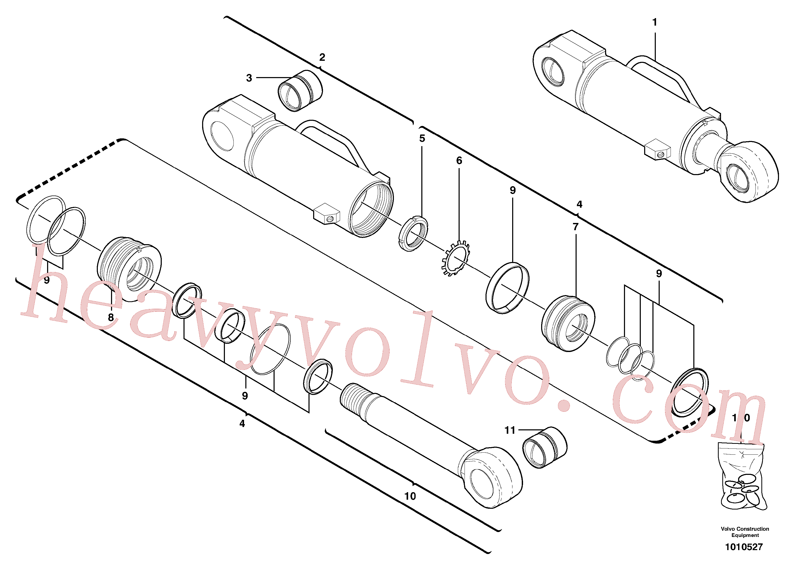 VOE11710563 for Volvo Dozer blade cylinder(1010527 assembly)