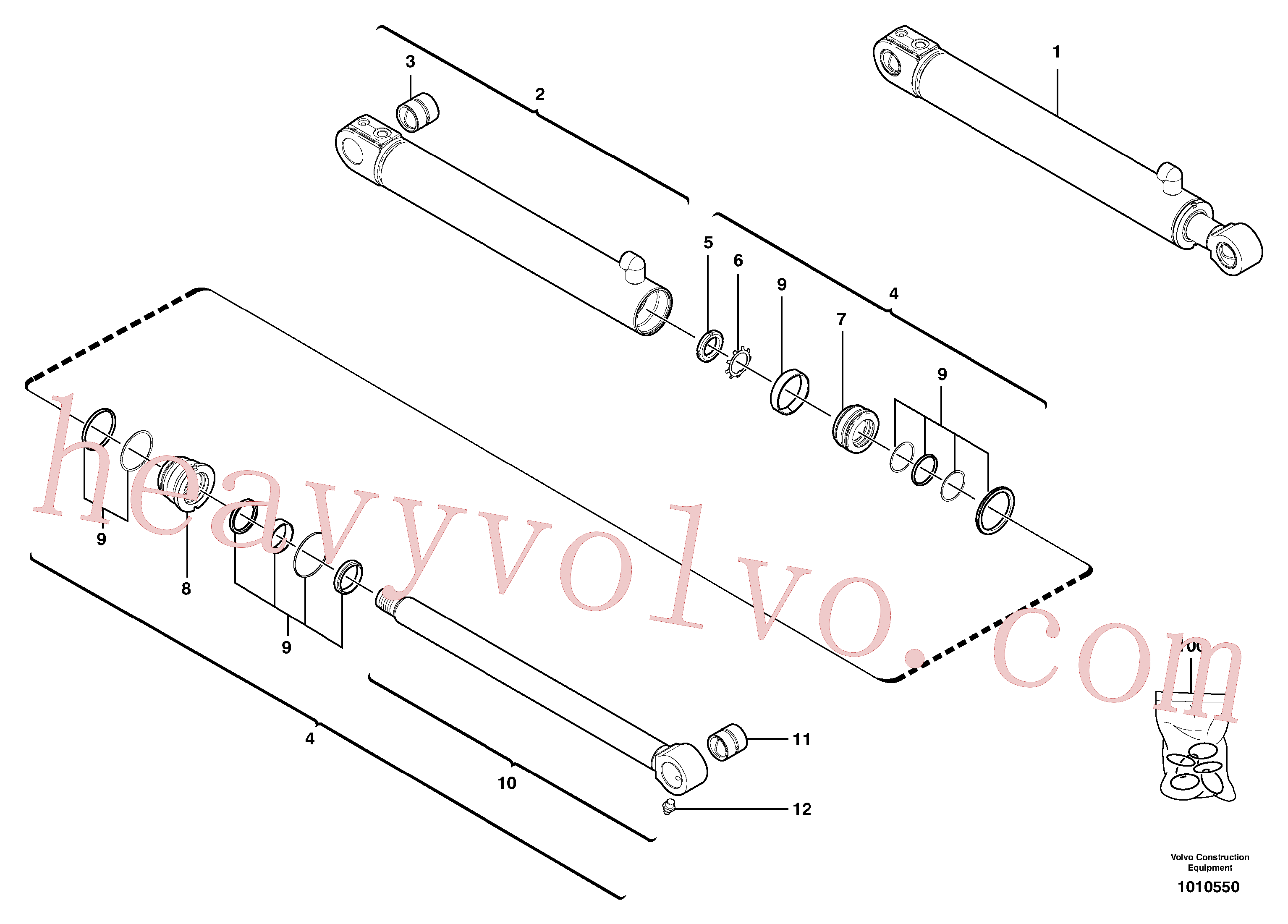 VOE11800608 for Volvo Boom offset cylinder(1010550 assembly)