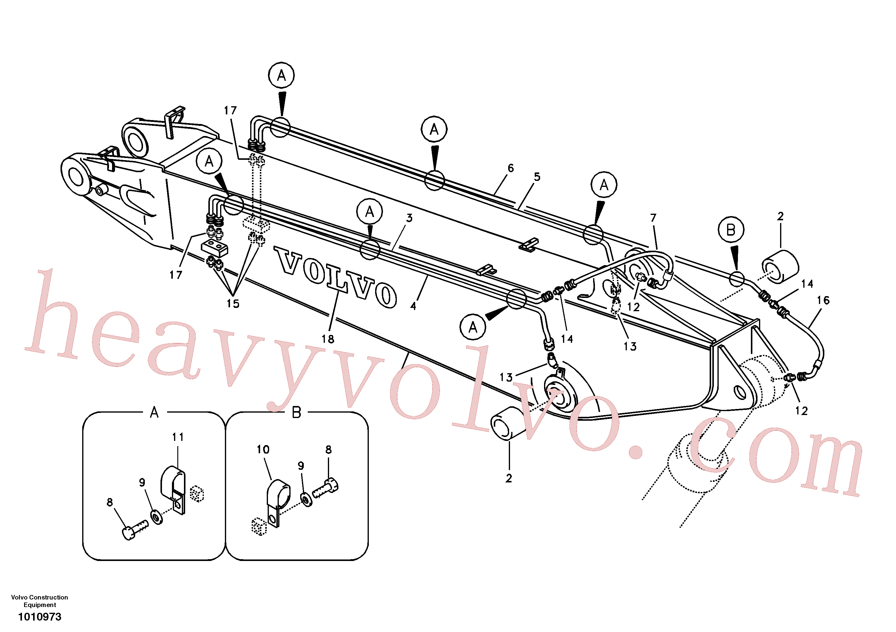 VOE14511599 for Volvo Boom and grease piping, adjustable 2nd(1010973 assembly)