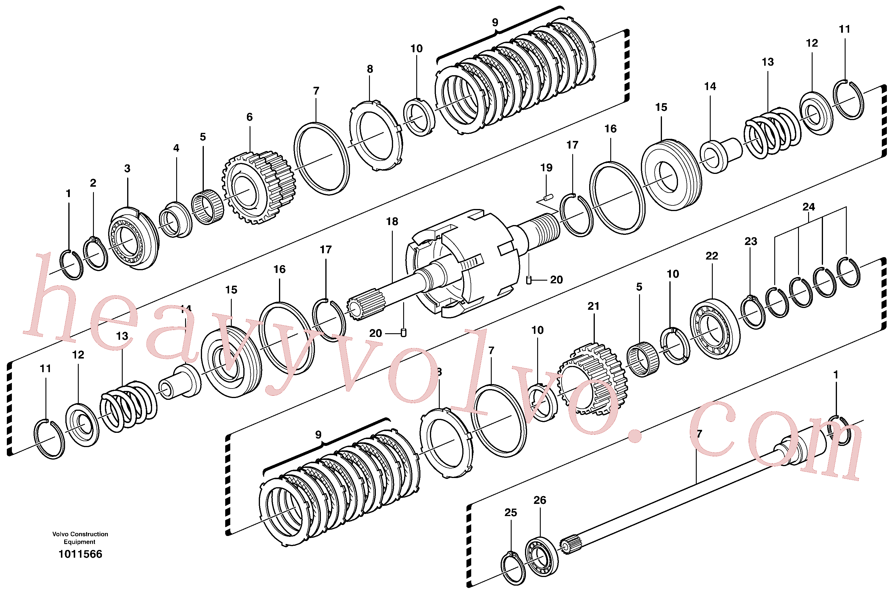 VOE11709091 for Volvo Clutch shaft forward/reverse(1011566 assembly)