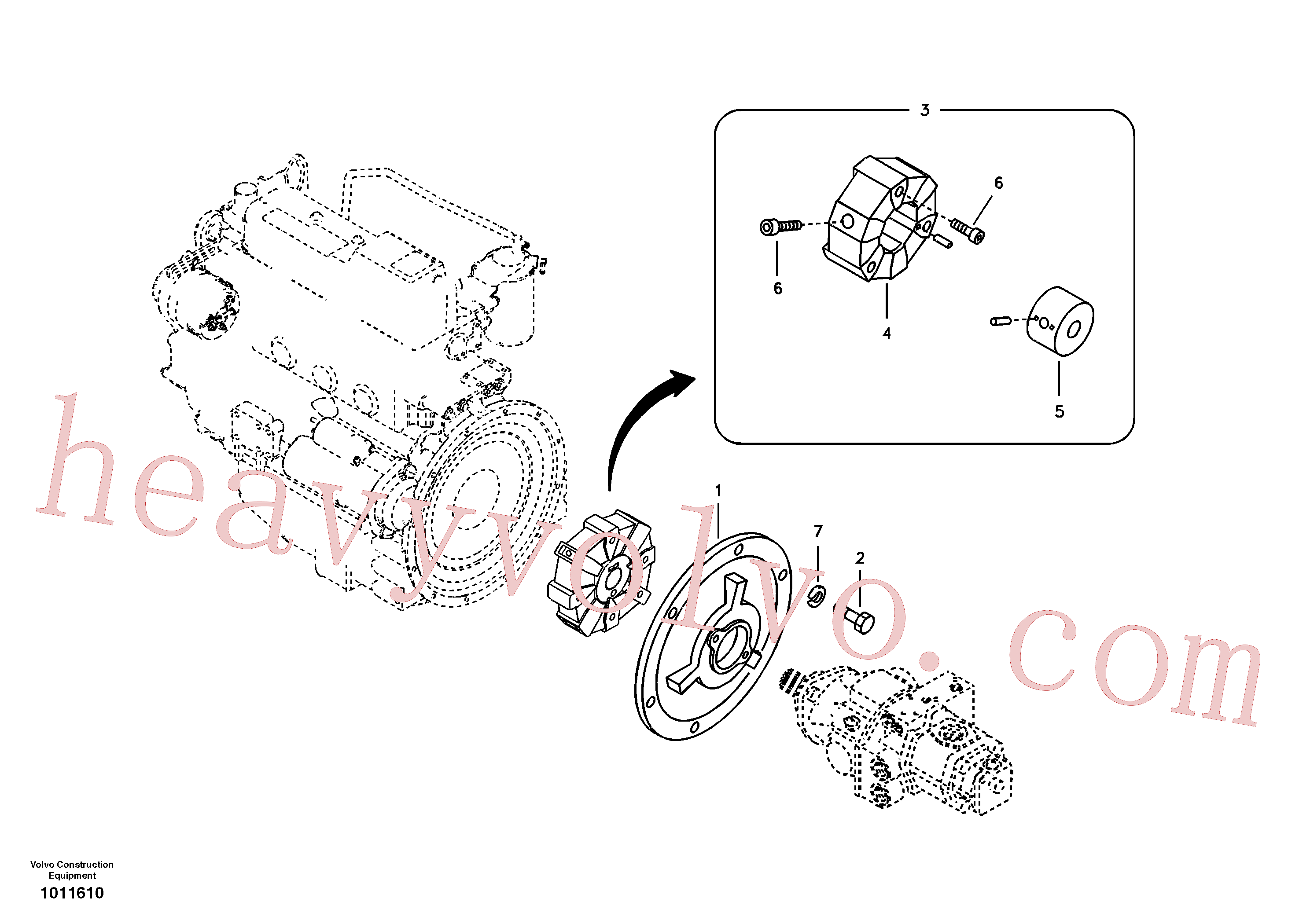 VOE978797 for Volvo Pump gearbox with assembling parts(1011610 assembly)