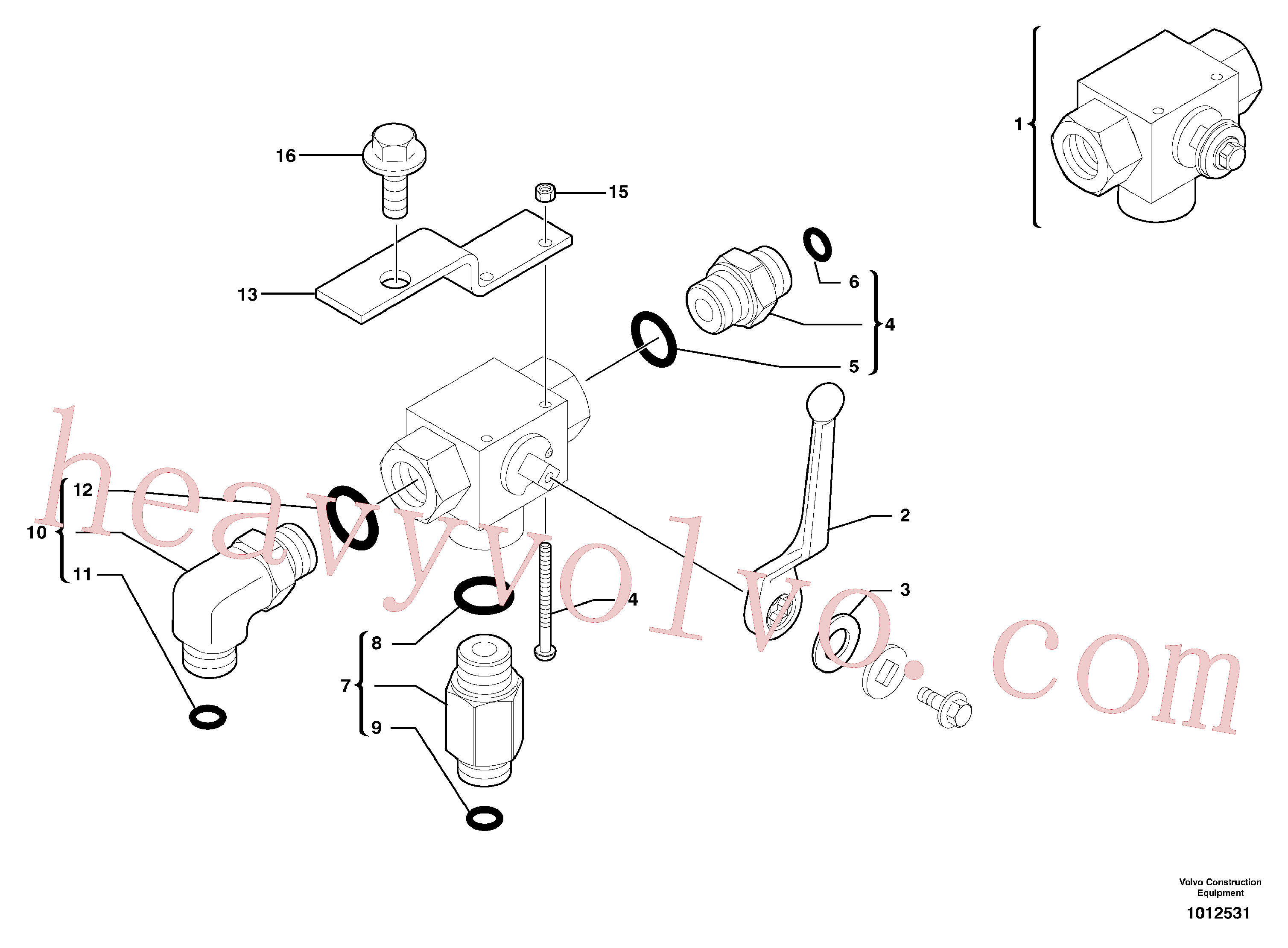 VOE11803570 for Volvo Three-way valve(1012531 assembly)