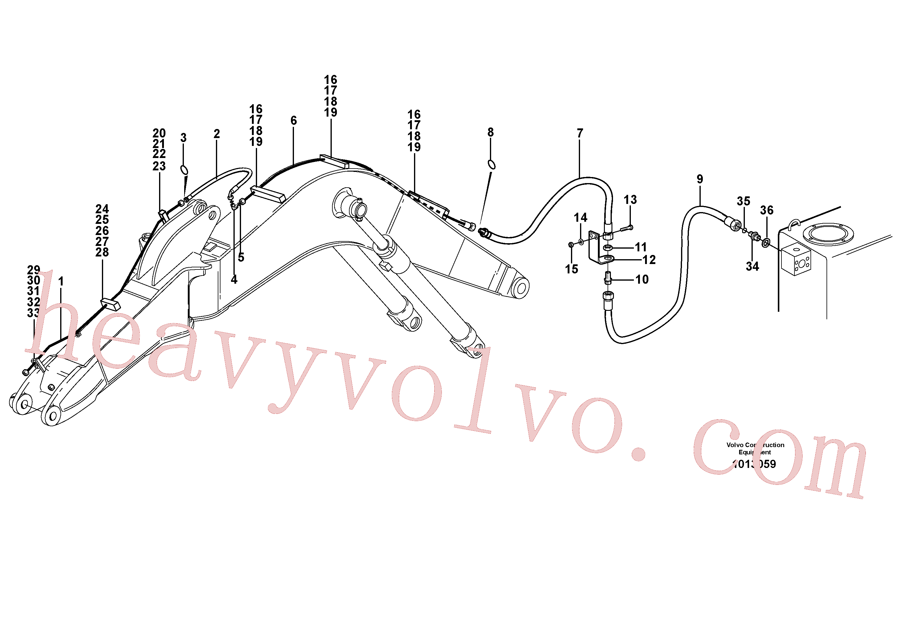 VOE14372161 for Volvo Hammer hydraulics mono boom, return line, offset(1013059 assembly)