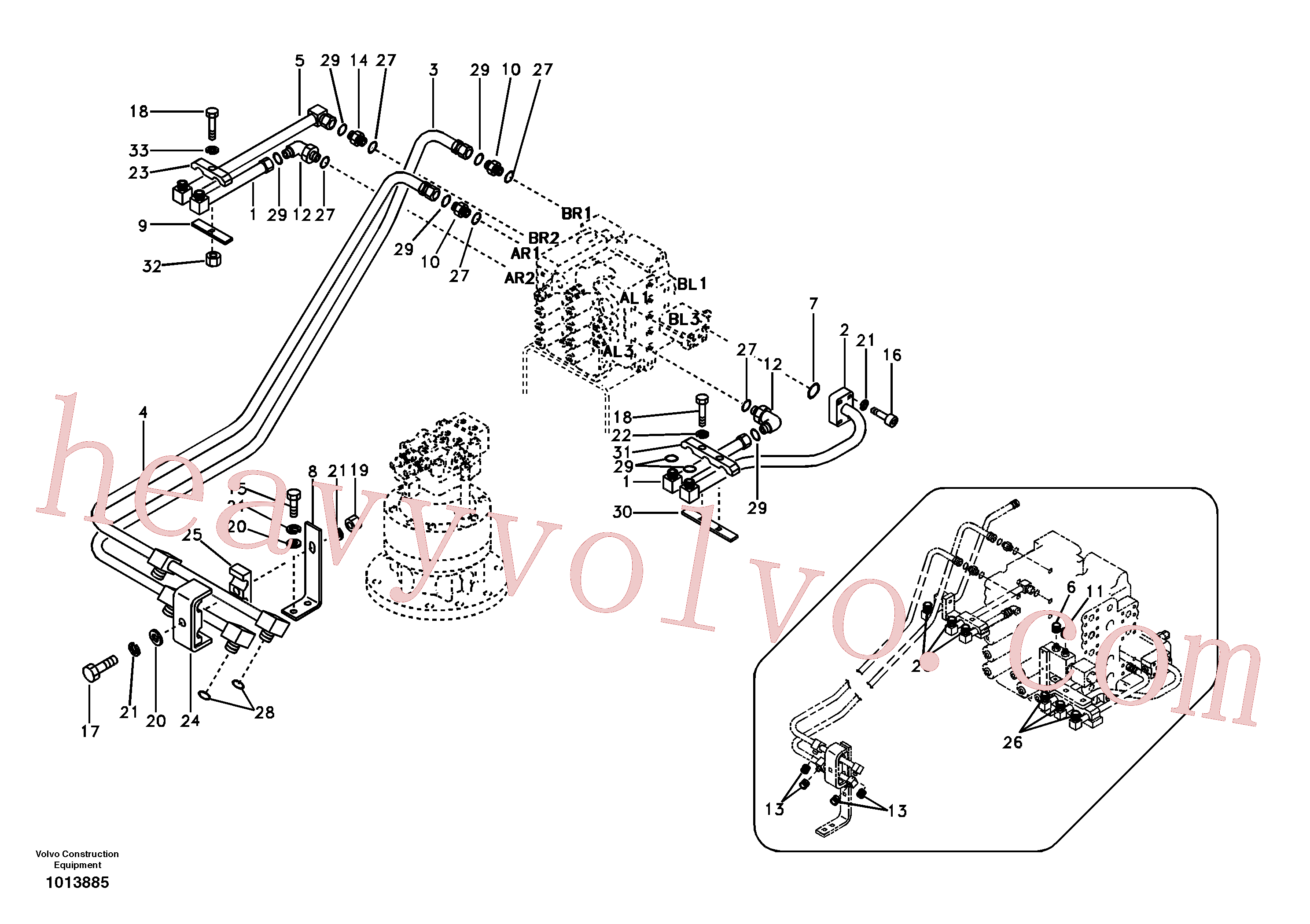 SA9415-35011 for Volvo Hydraulic system, control valve to boom and swing(1013885 assembly)