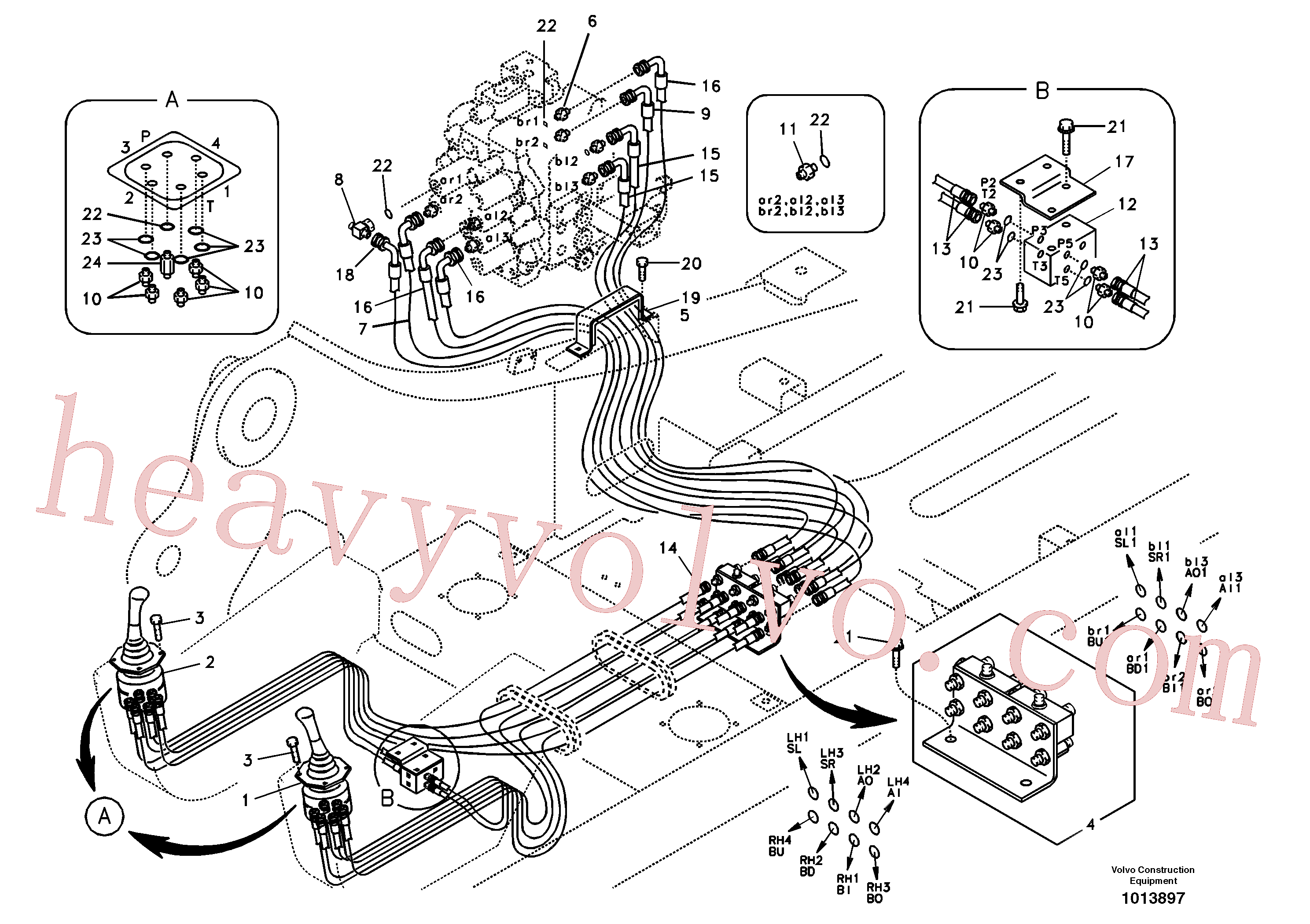 VOE14531097 for Volvo Servo system, control valve to remote control valve(1013897 assembly)