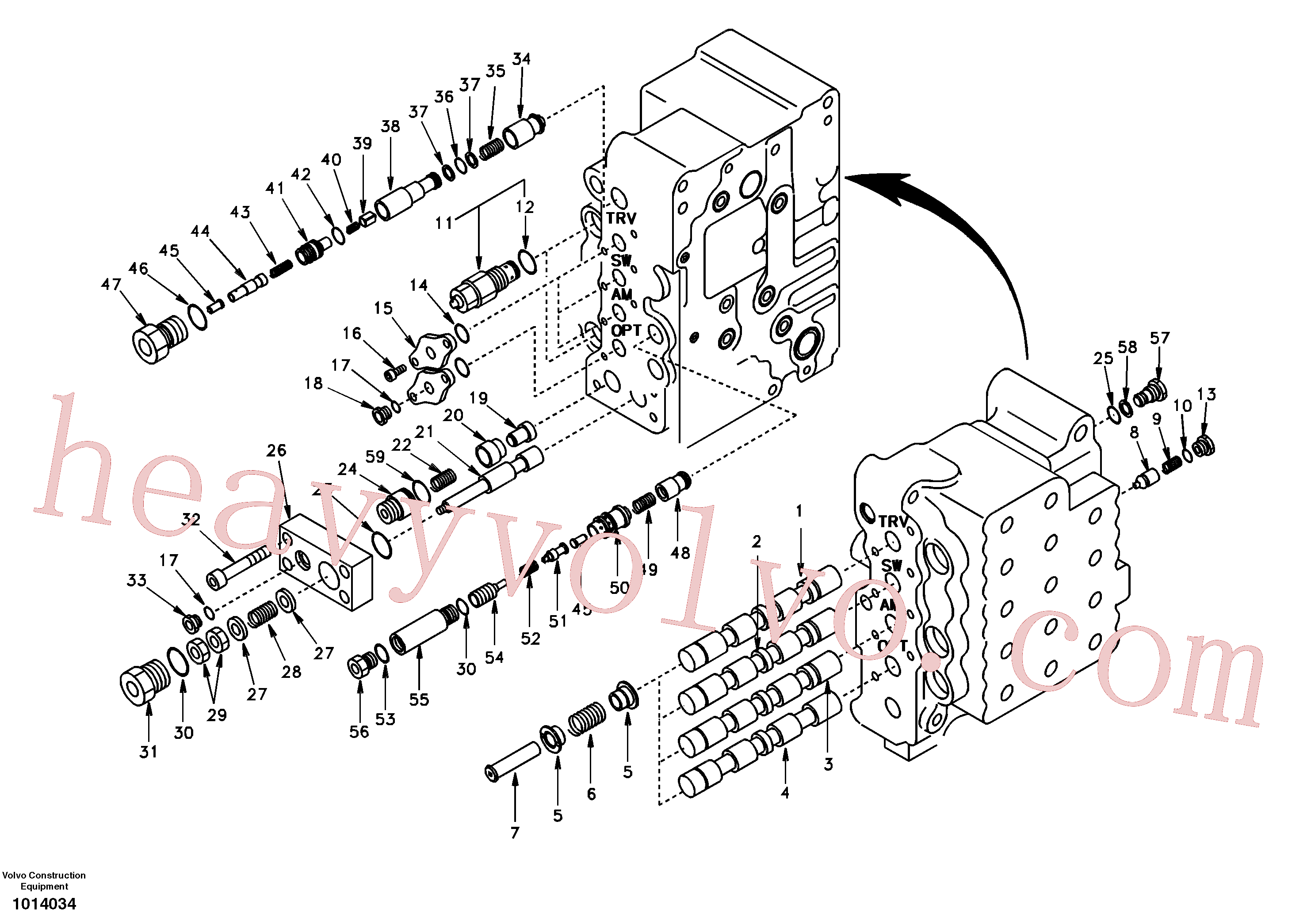 SA8230-11930 for Volvo Main control valve, swing and option and dipper arm and travel Lh(1014034 assembly)