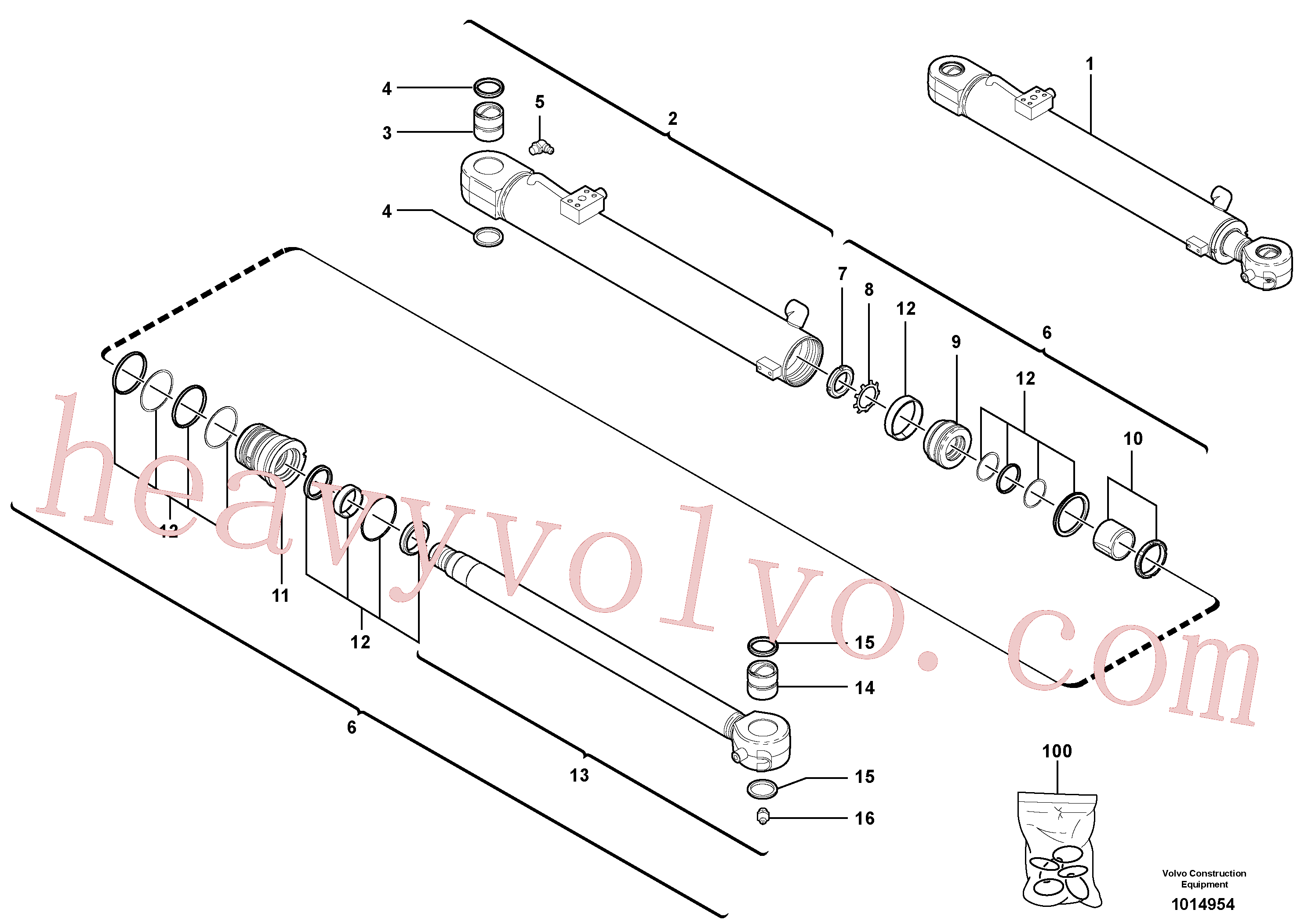 VOE11713115 for Volvo Boom cylinder(1014954 assembly)