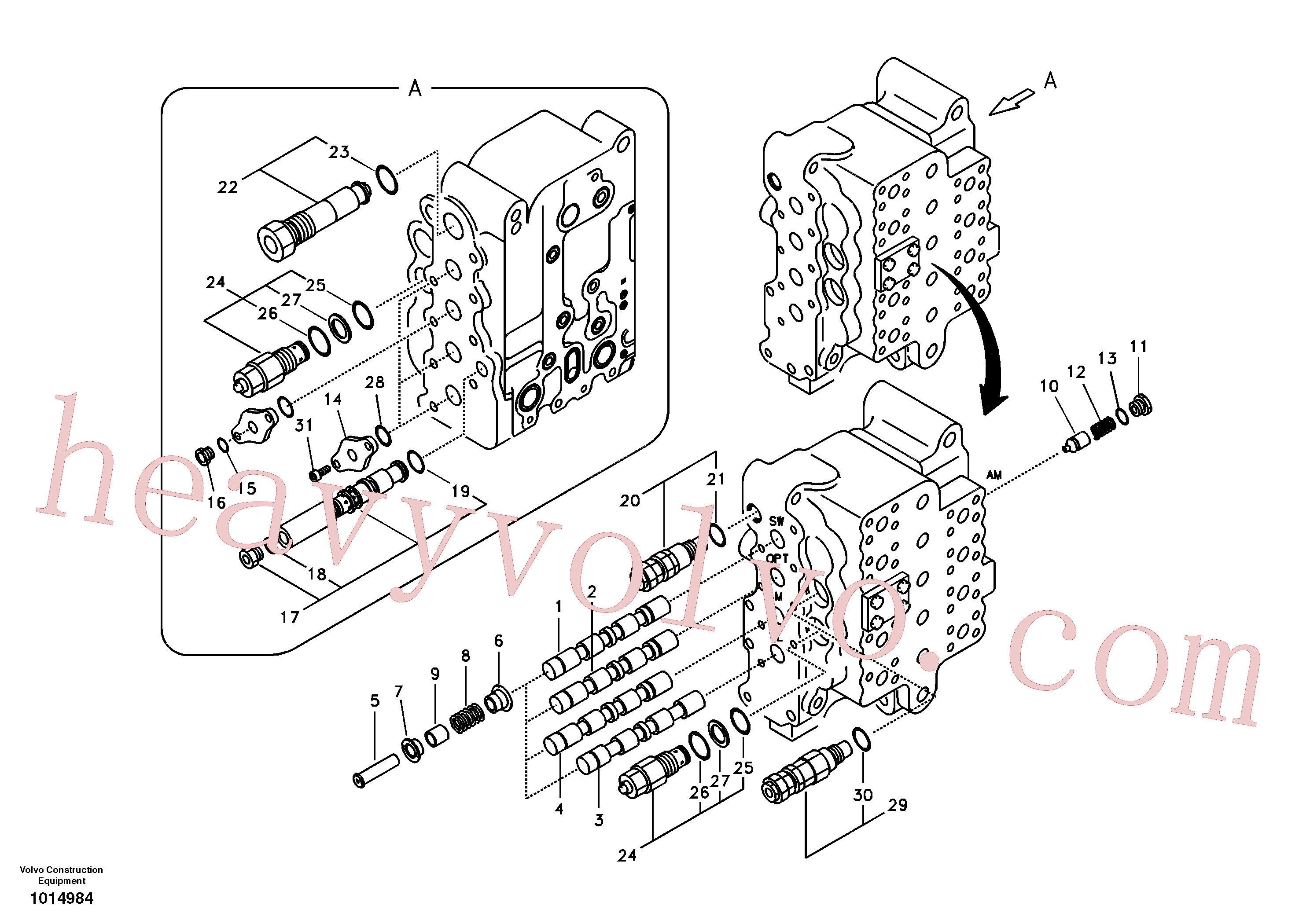 SA7270-60551 for Volvo Main control valve, swing and option and dipper arm and travel Lh(1014984 assembly)