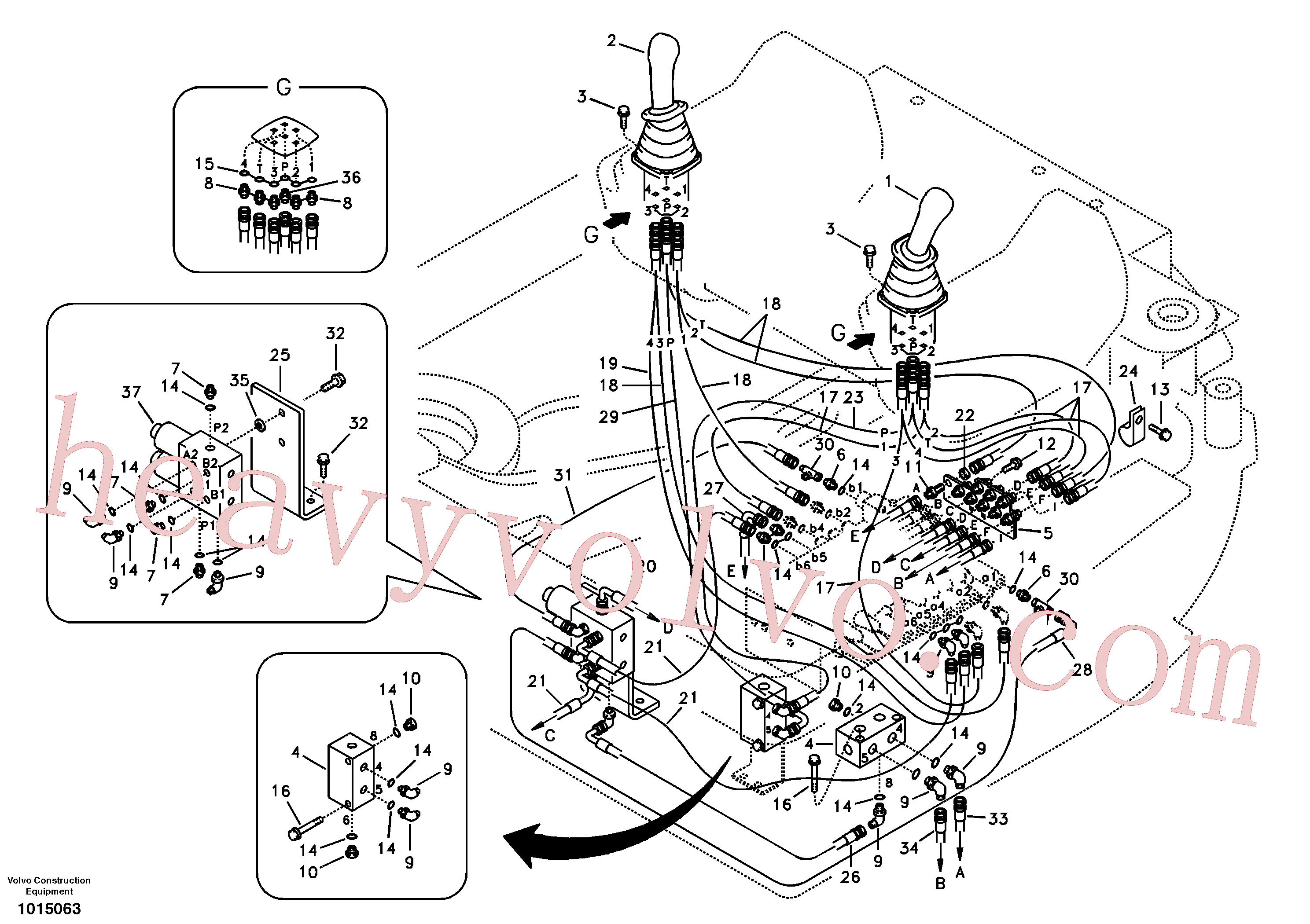 VOE14525513 for Volvo Servo system, control valve to remote control valve(1015063 assembly)