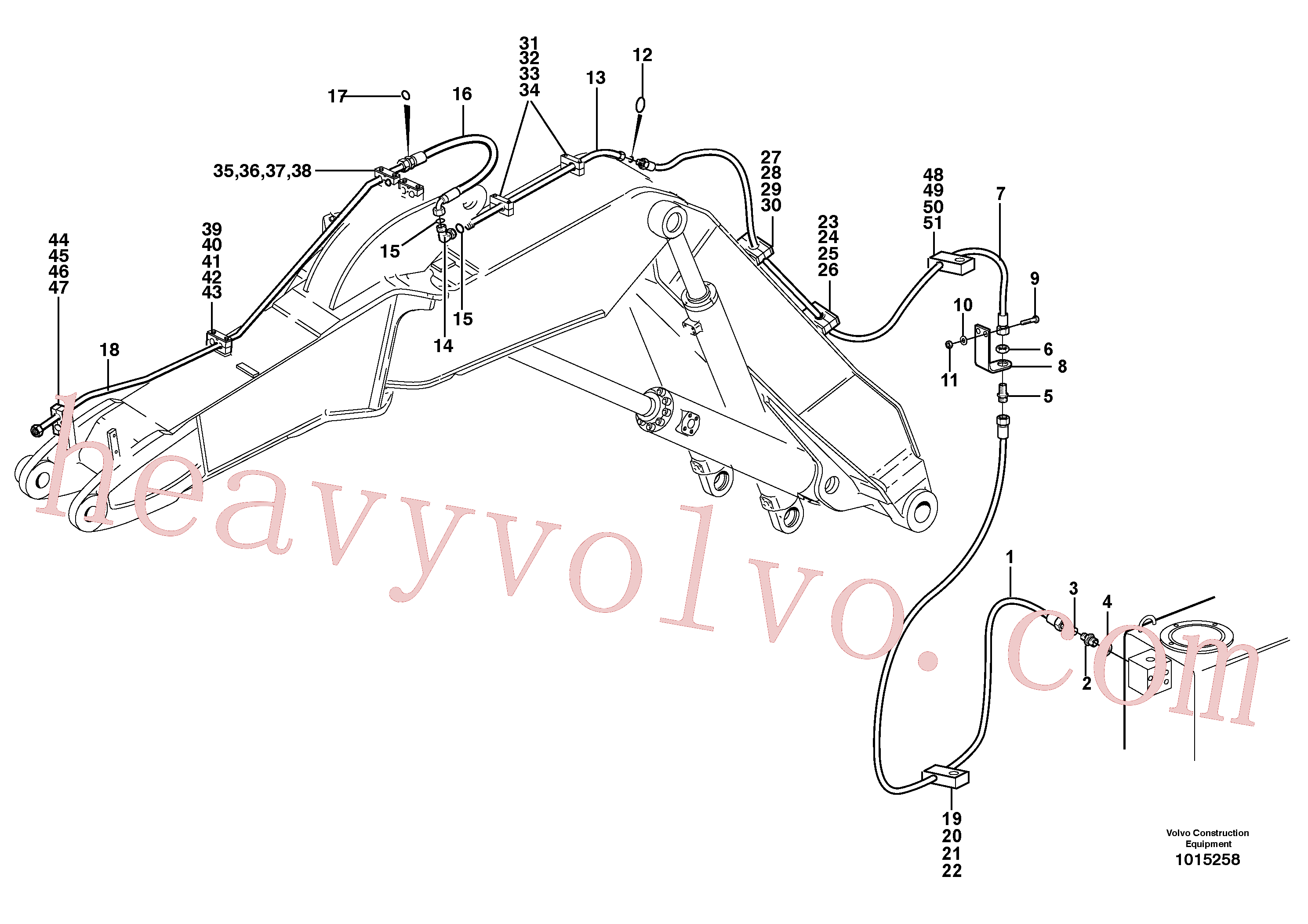 VOE14372161 for Volvo Hammer hydraulics on adjustable boom, return line(1015258 assembly)