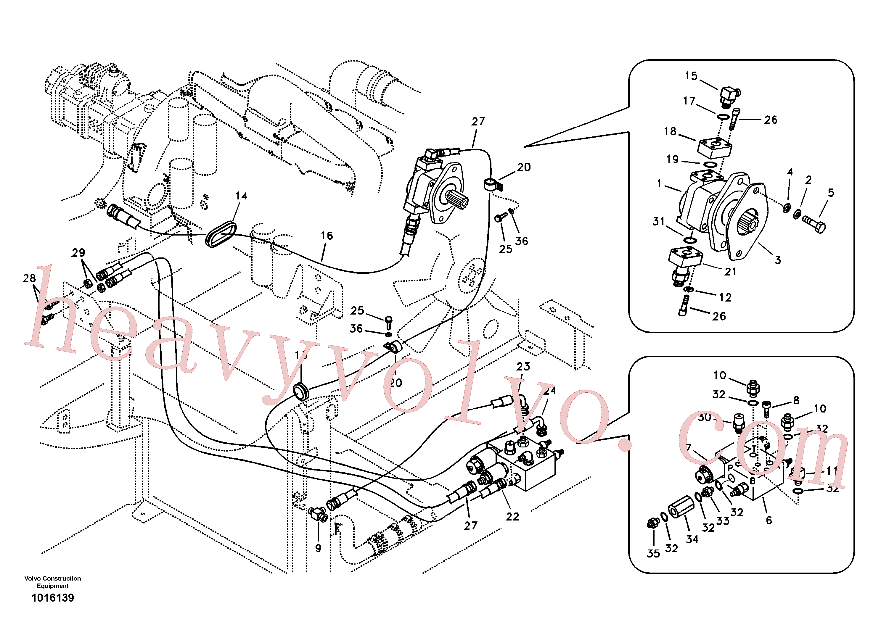 SA1042-11981 for Volvo Working hydraulic, slope and rotator on upper frame(1016139 assembly)