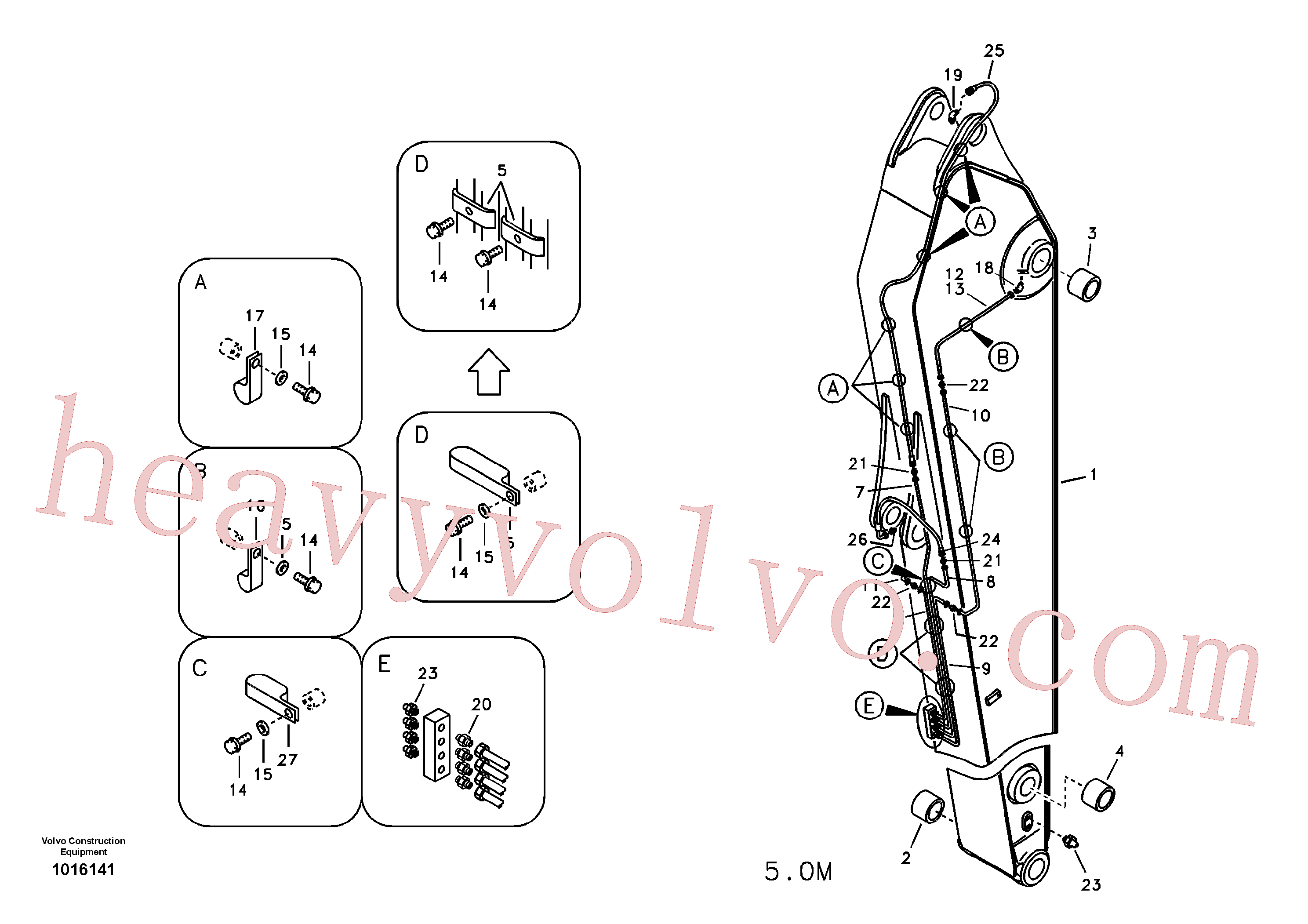 VOE14507546 for Volvo Dipper arm and grease piping with piping seat, long reach(1016141 assembly)