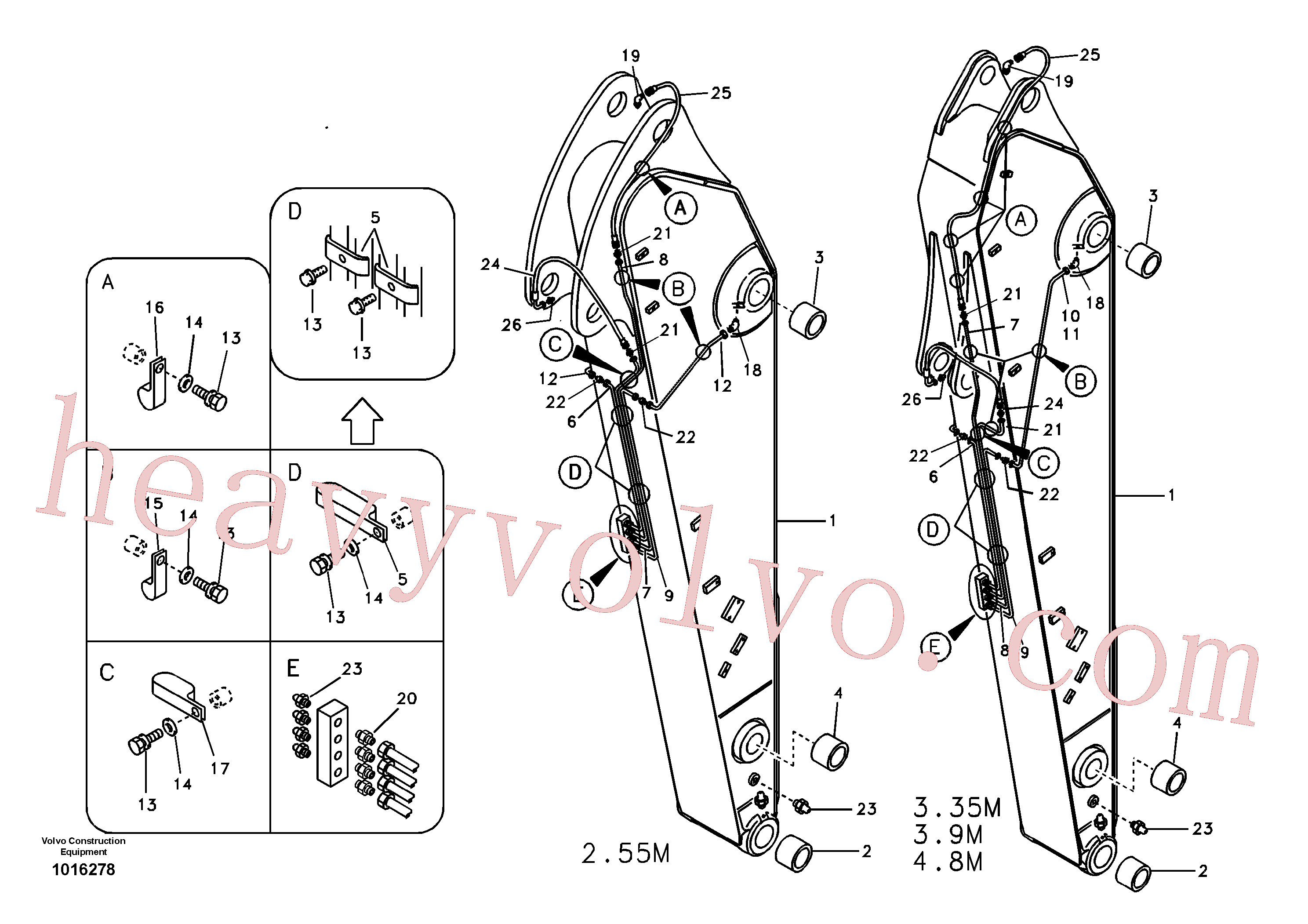 VOE14516697 for Volvo Dipper arm and grease piping with piping seat(1016278 assembly)