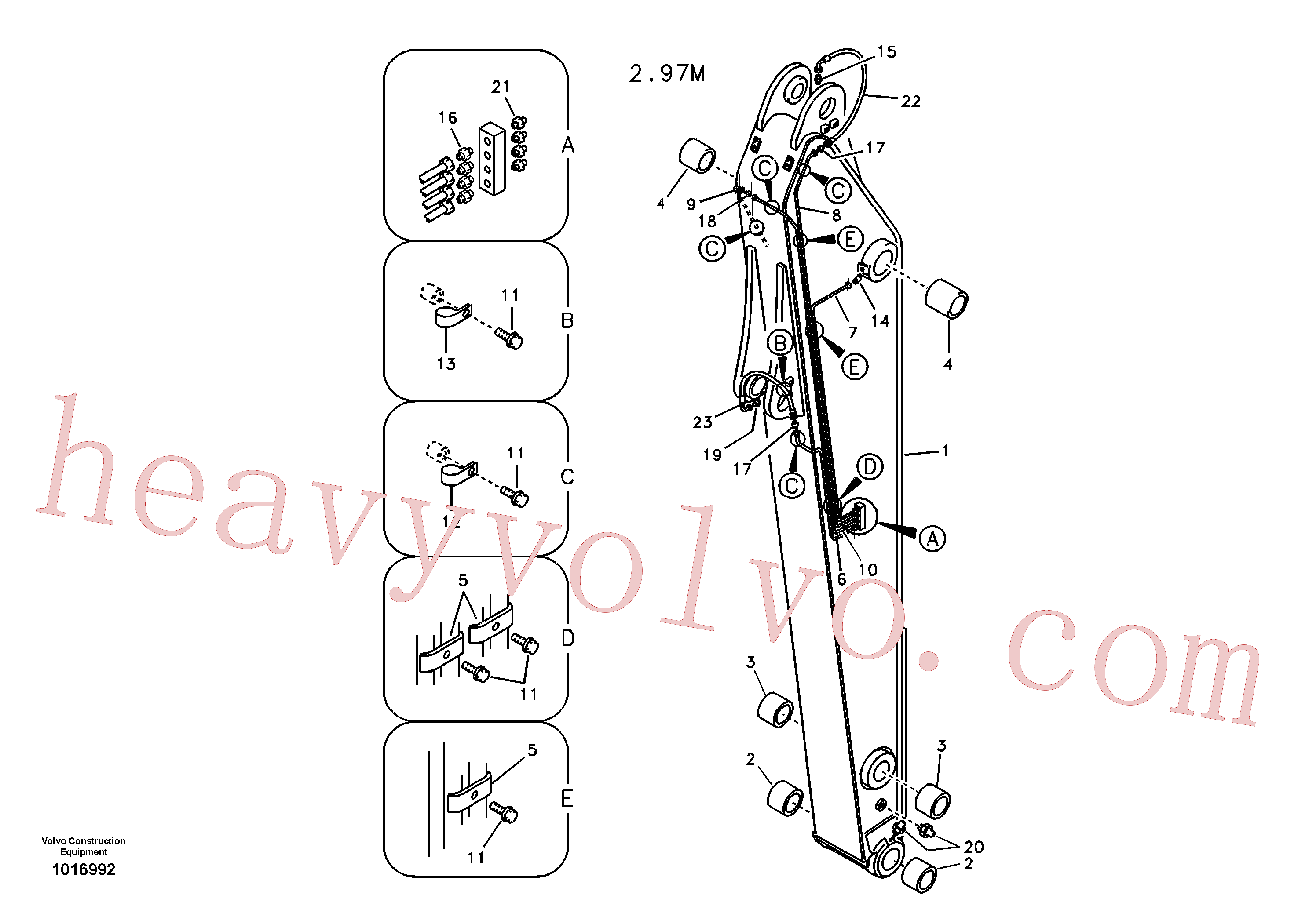 VOE14535664 for Volvo Dipper arm and grease piping with piping seat(1016992 assembly)