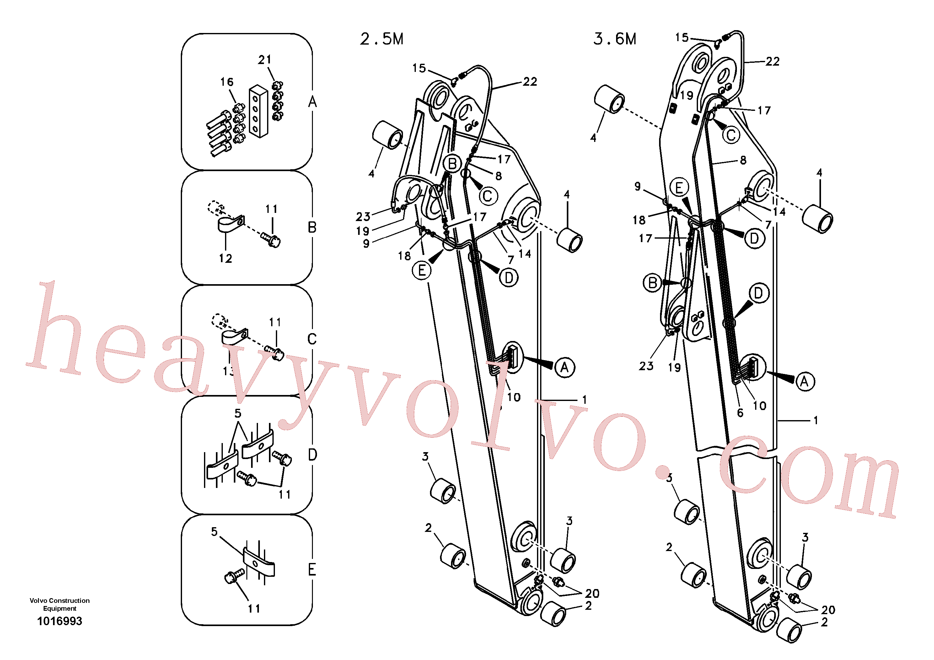 VOE14535660 for Volvo Dipper arm and grease piping with piping seat(1016993 assembly)