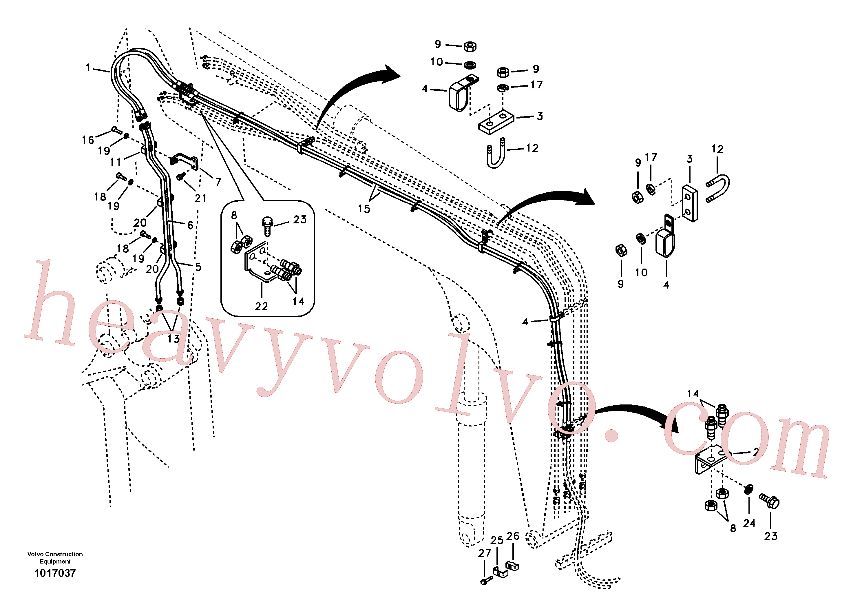 VOE14512609 for Volvo Working hydraulic, quick fit on boom(1017037 assembly)