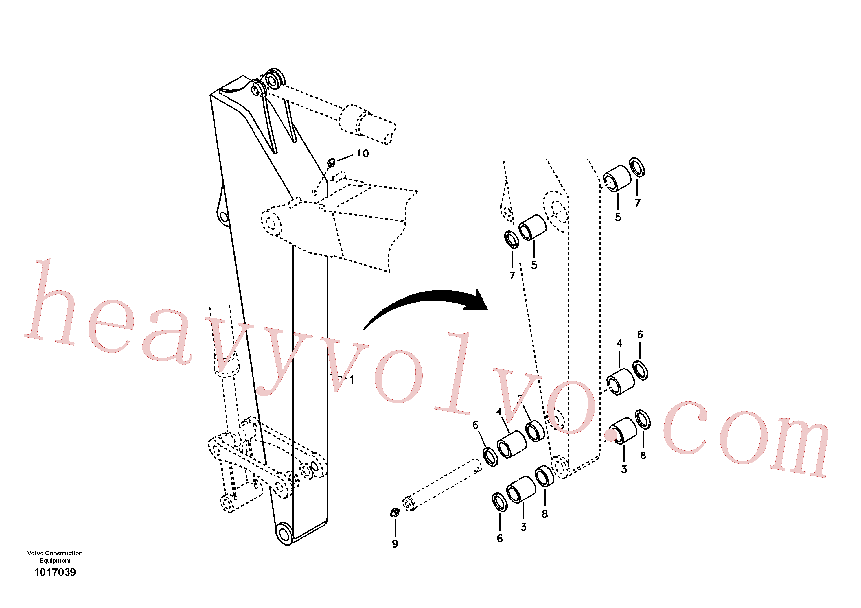 VOE14519844 for Volvo Dipper arm and grease piping with piping seat(1017039 assembly)