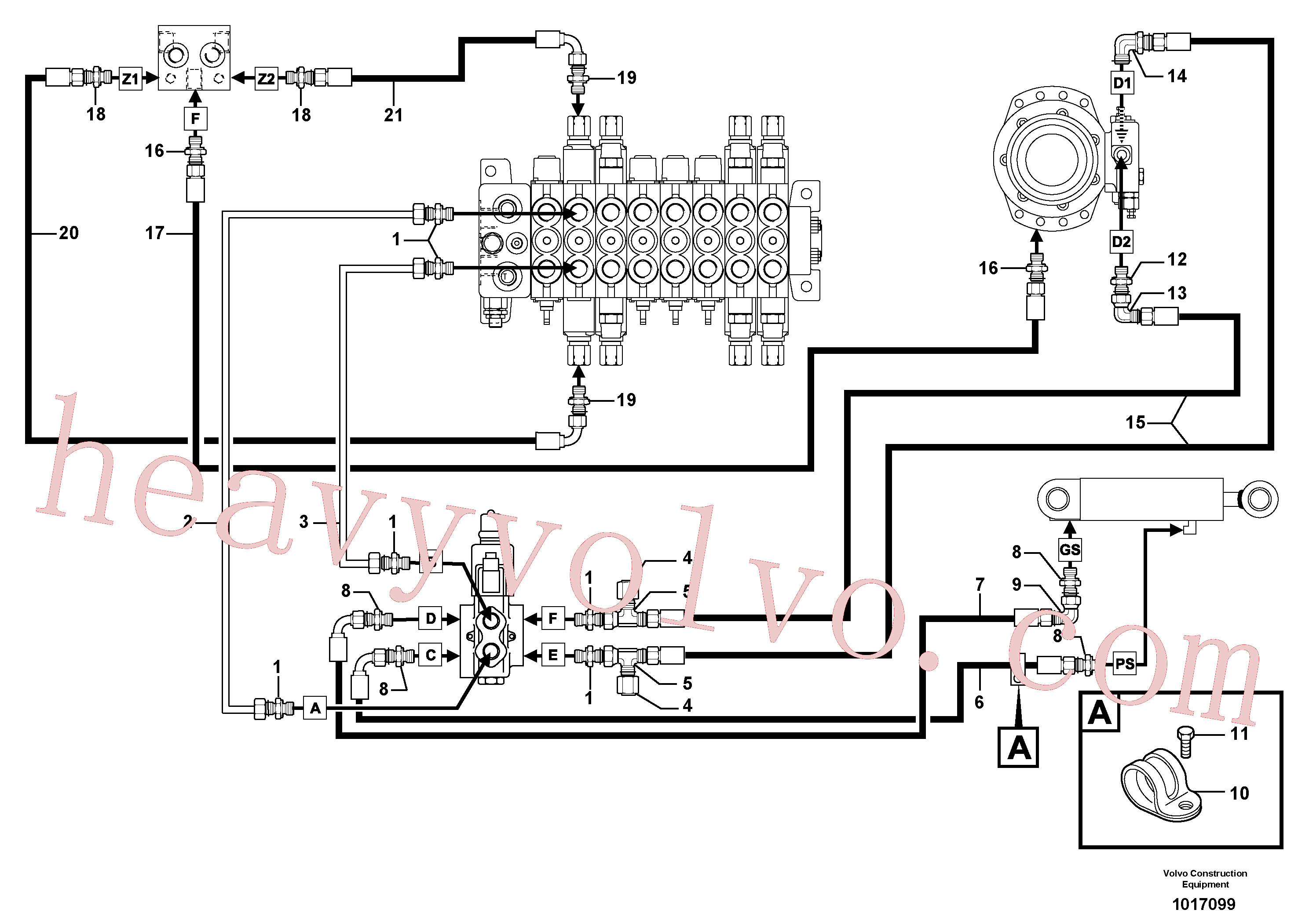 VOE11802743 for Volvo Hydr. circuit. ( boom slewing / offset )(1017099 assembly)