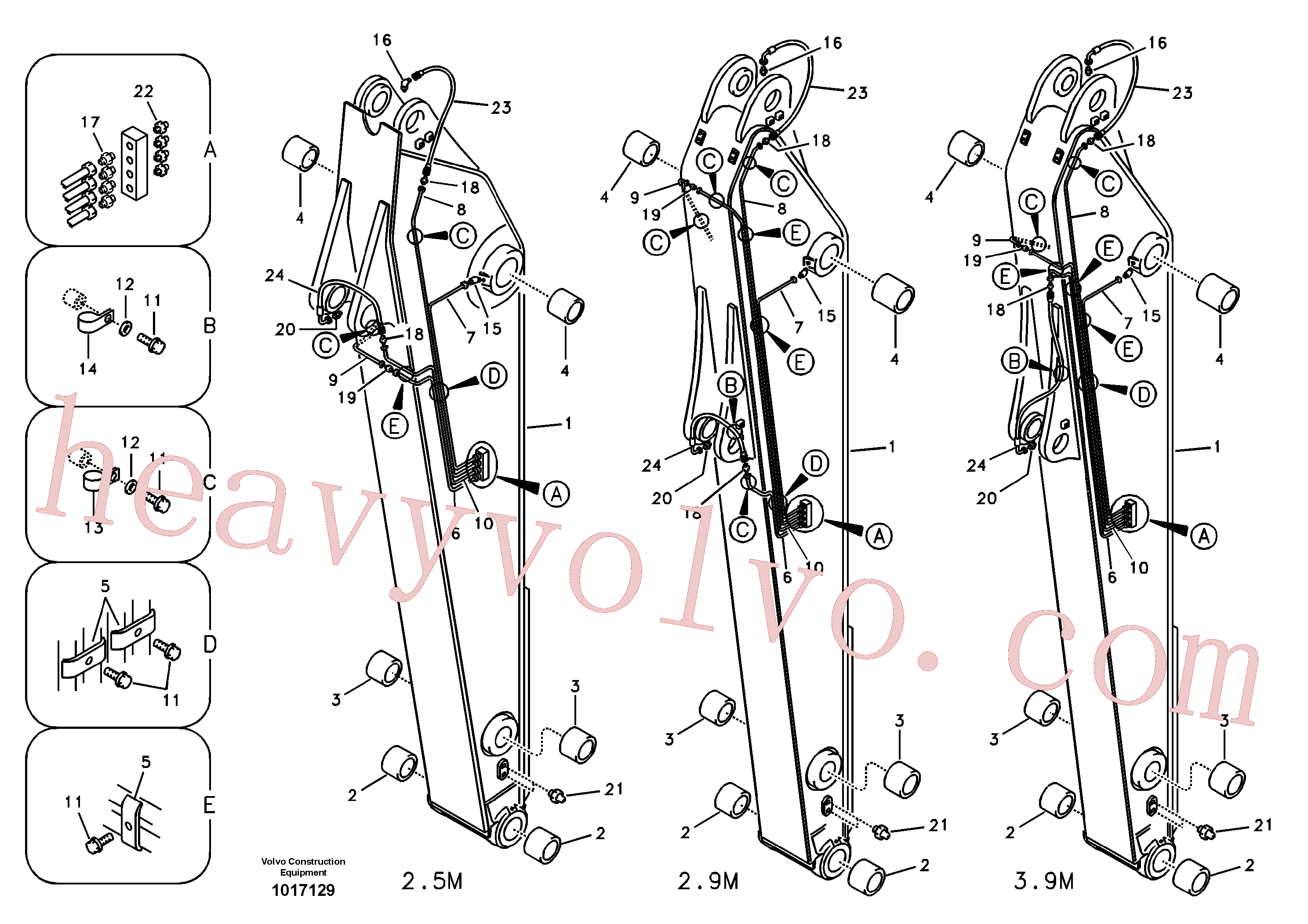 VOE14511836 for Volvo Dipper arm and grease piping with piping seat(1017129 assembly)