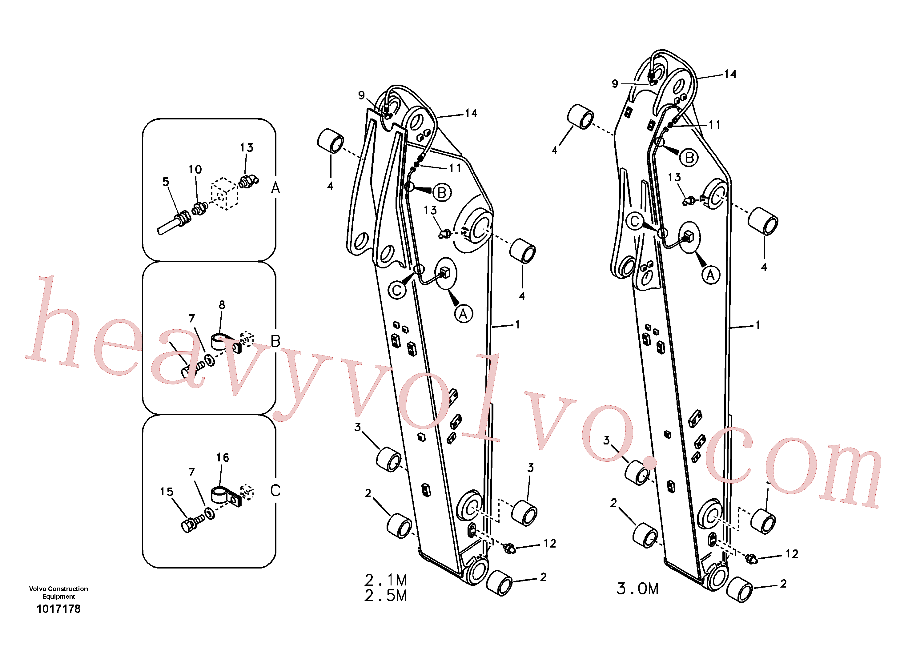 VOE14543295 for Volvo Dipper arm and grease piping with piping seat(1017178 assembly)