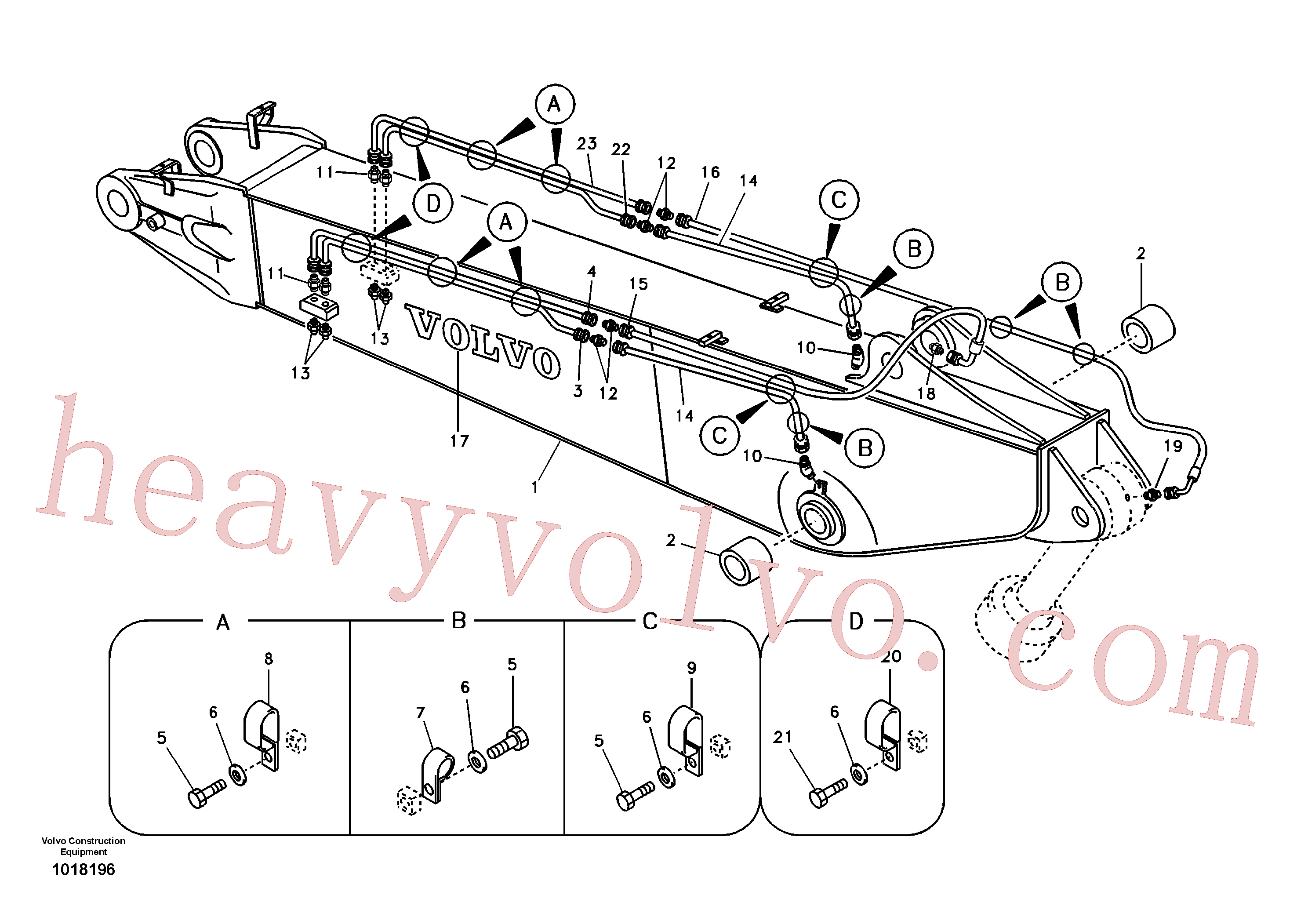 VOE14532008 for Volvo Boom and grease piping, adjustable 2nd(1018196 assembly)