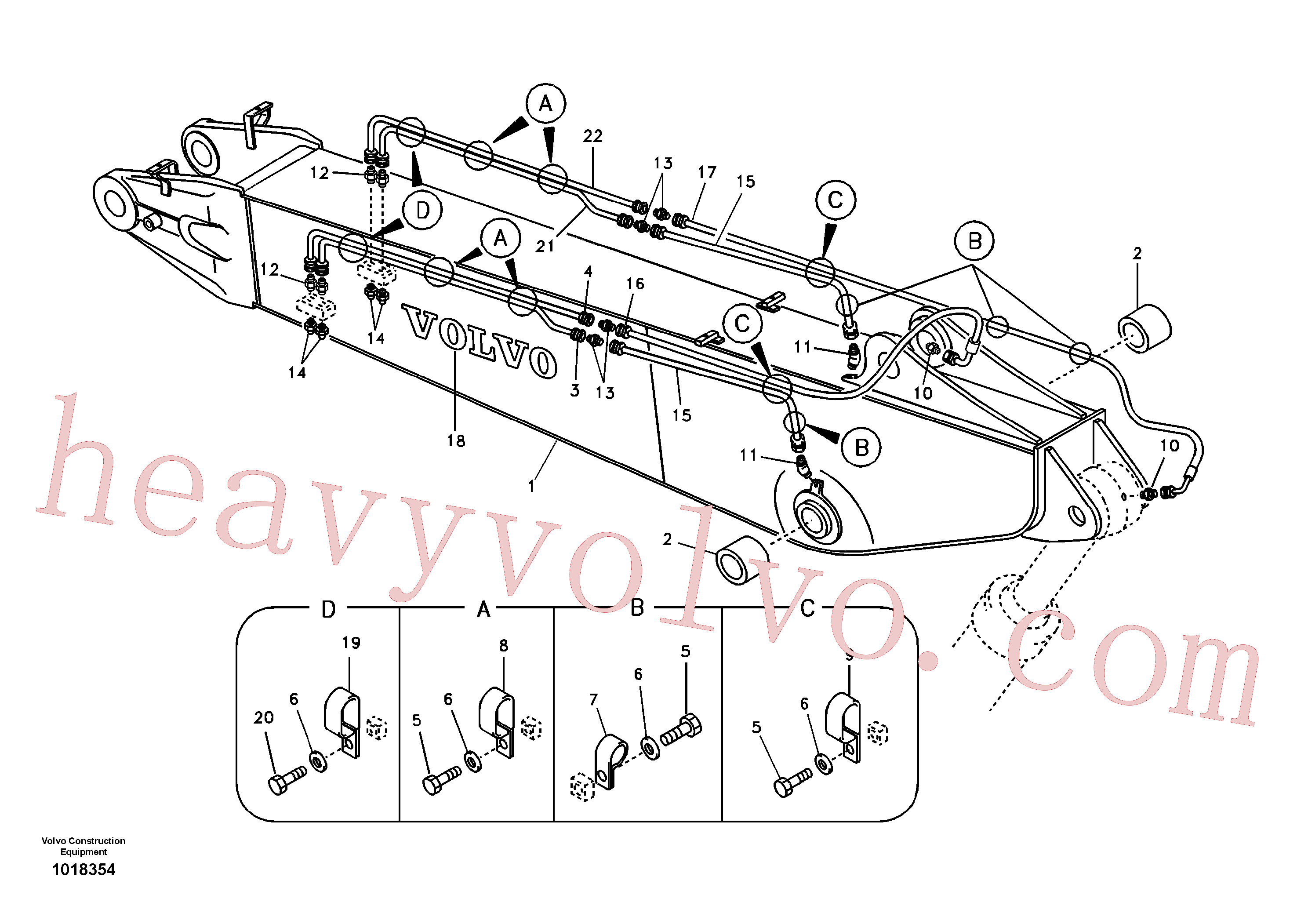 VOE14532008 for Volvo Boom and grease piping, adjustable 2nd(1018354 assembly)