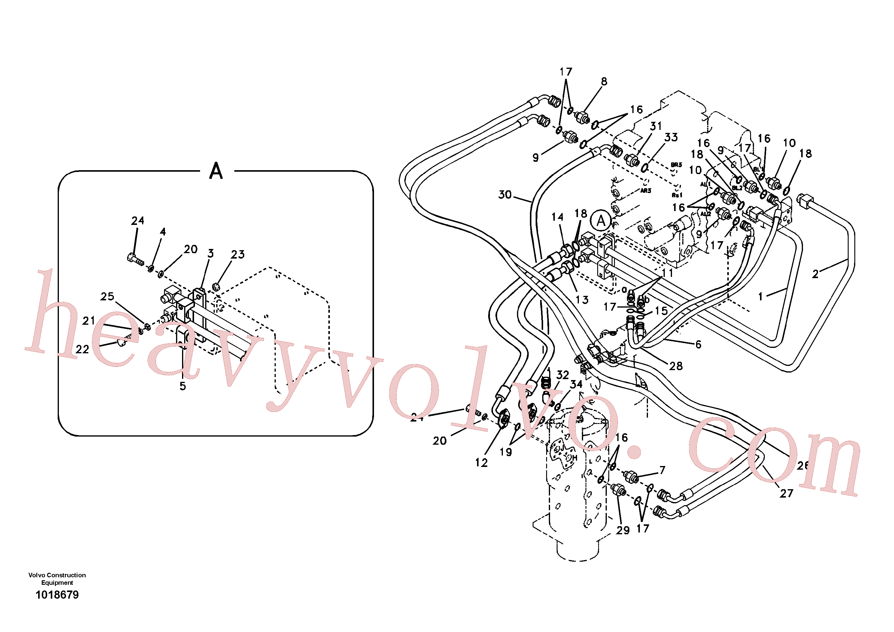 SA9402-04613 for Volvo Turning joint line, control valve to turning joint(1018679 assembly)