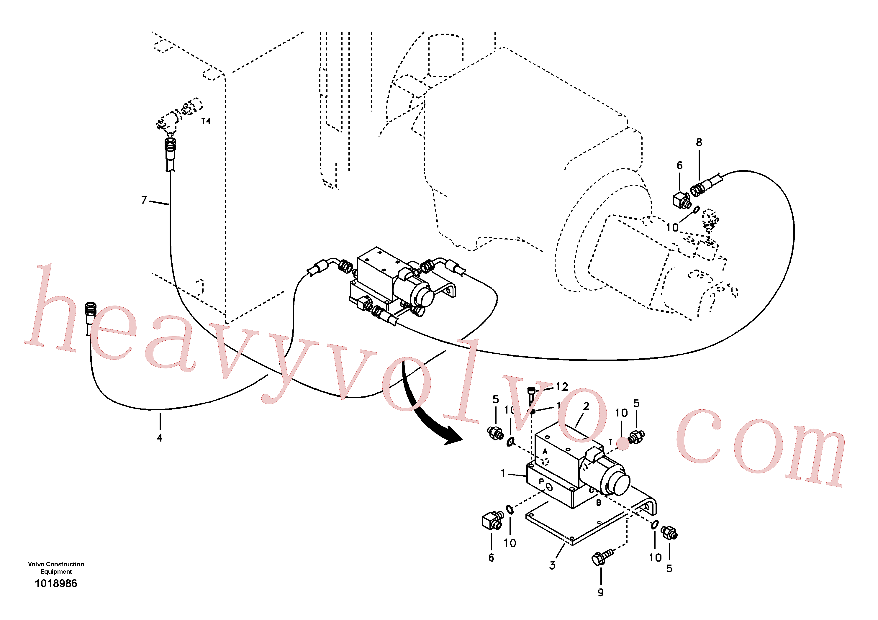 SA9451-02735 for Volvo Quikfit hydraulic on upper. Double - acting(1018986 assembly)