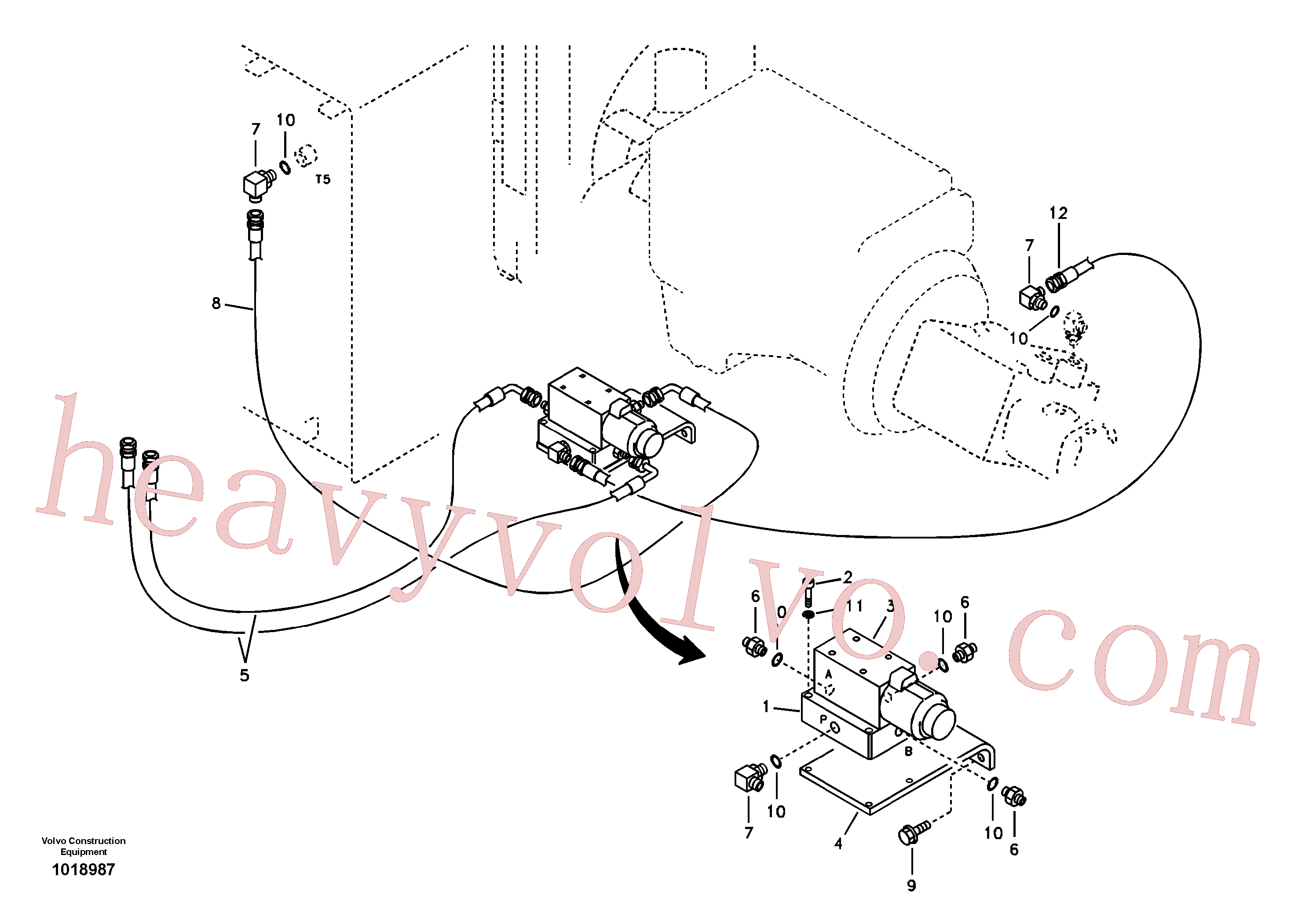 SA9451-02735 for Volvo Quikfit hydraulic on upper. Double - acting(1018987 assembly)