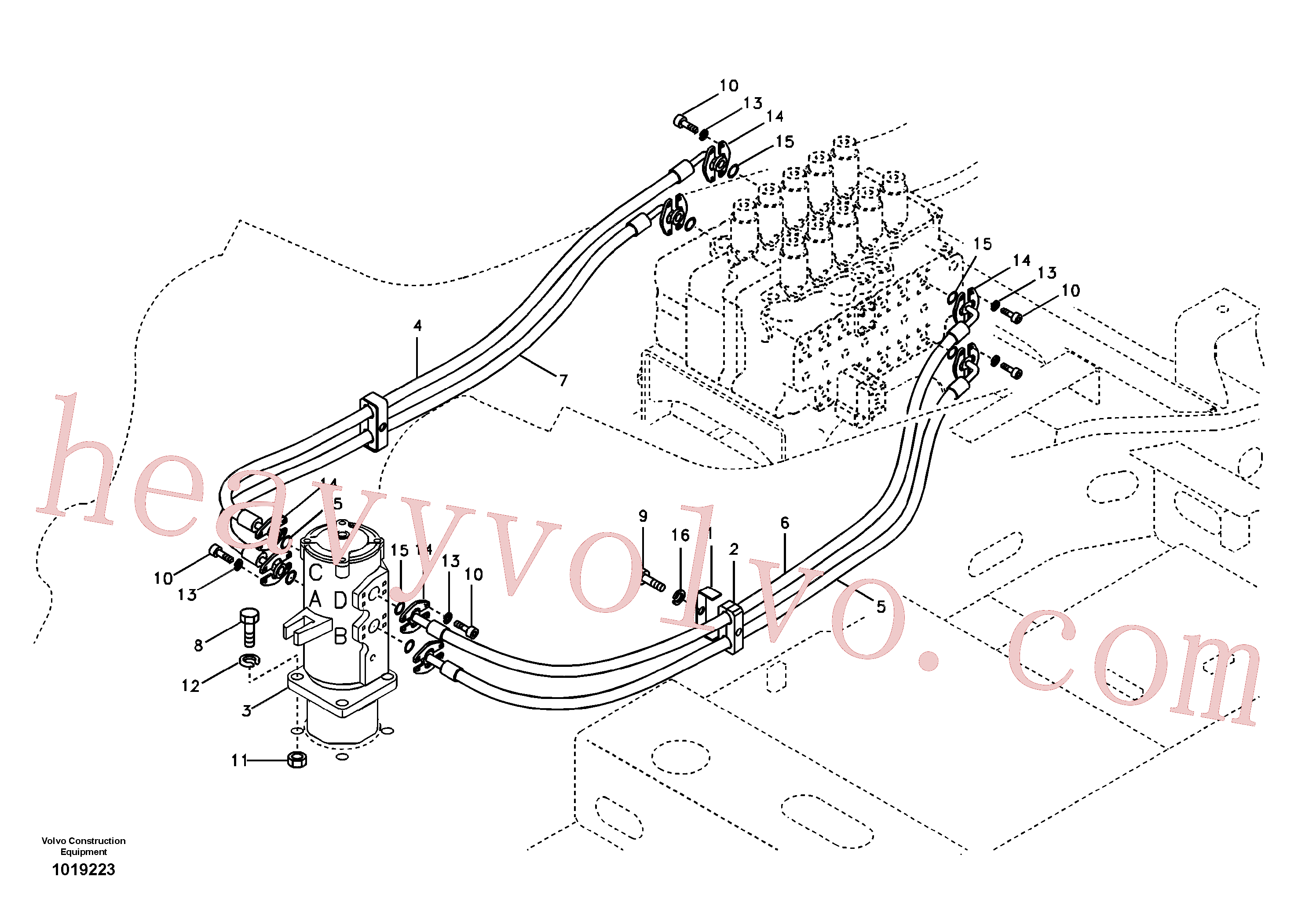 VOE14518363 for Volvo Turning joint line, control valve to turning joint(1019223 assembly)