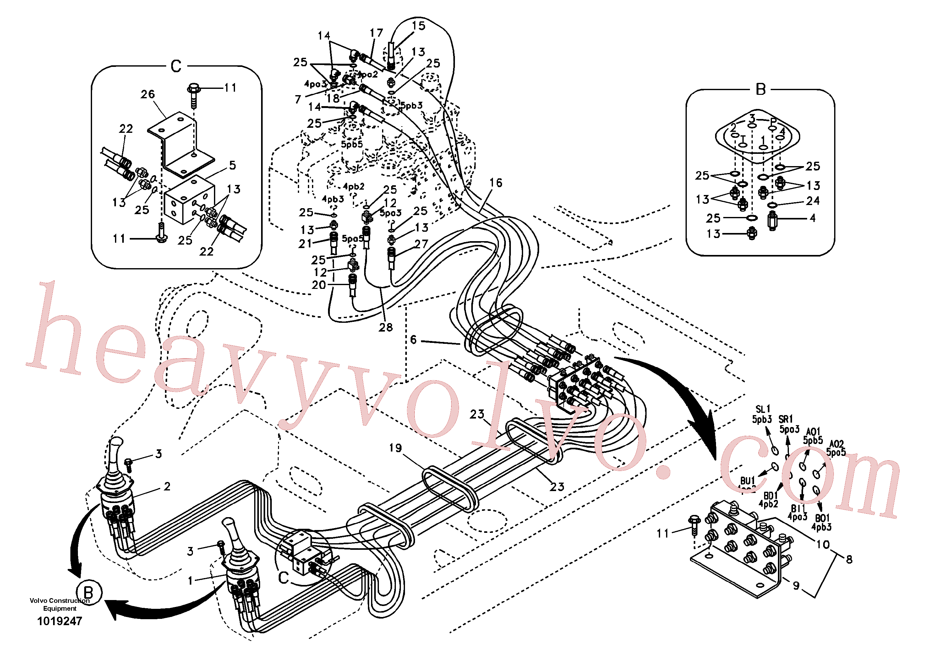 VOE14531097 for Volvo Servo system, control valve to remote control valve(1019247 assembly)