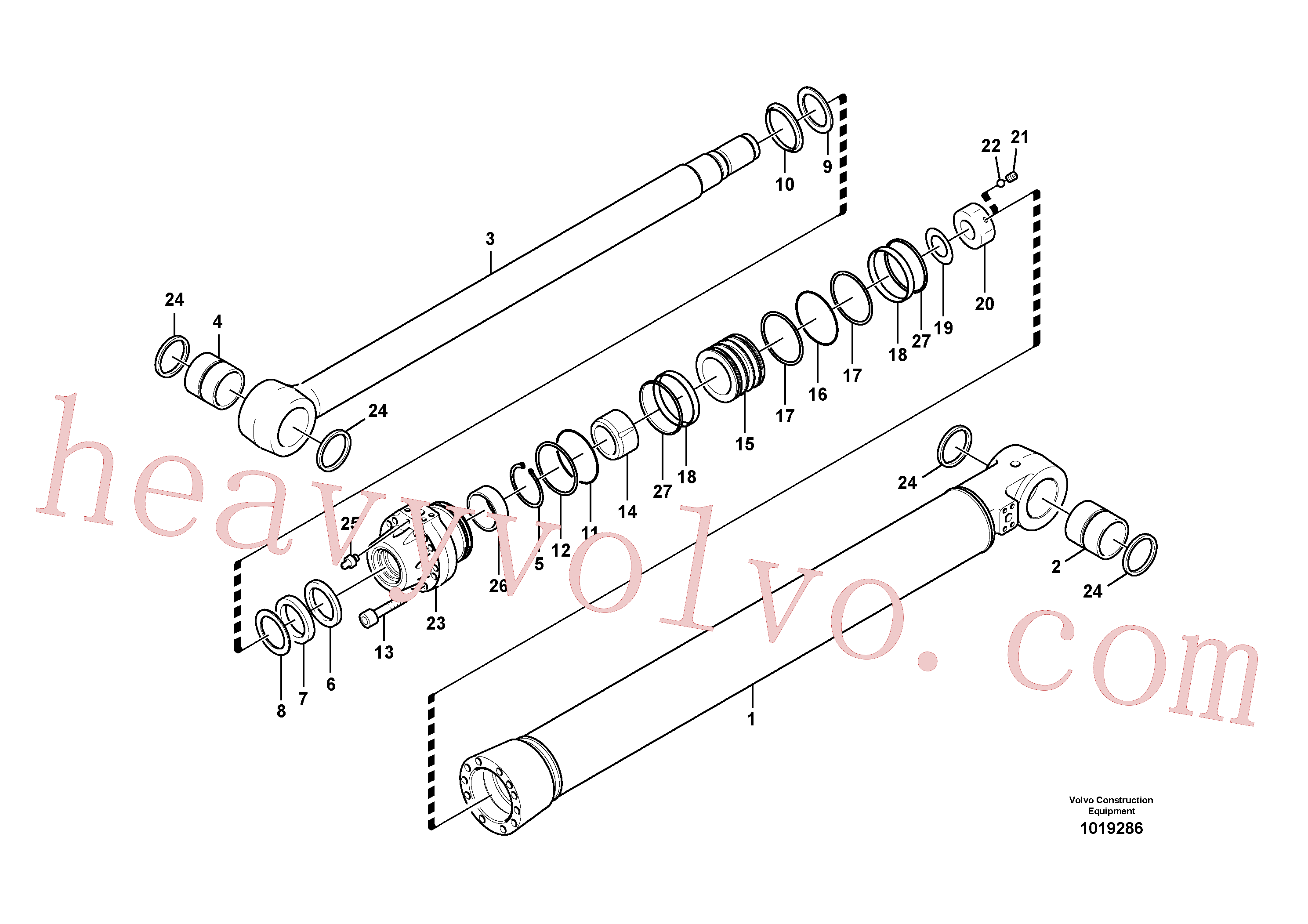 VOE14589337 for Volvo Dipper arm cylinder(1019286 assembly)