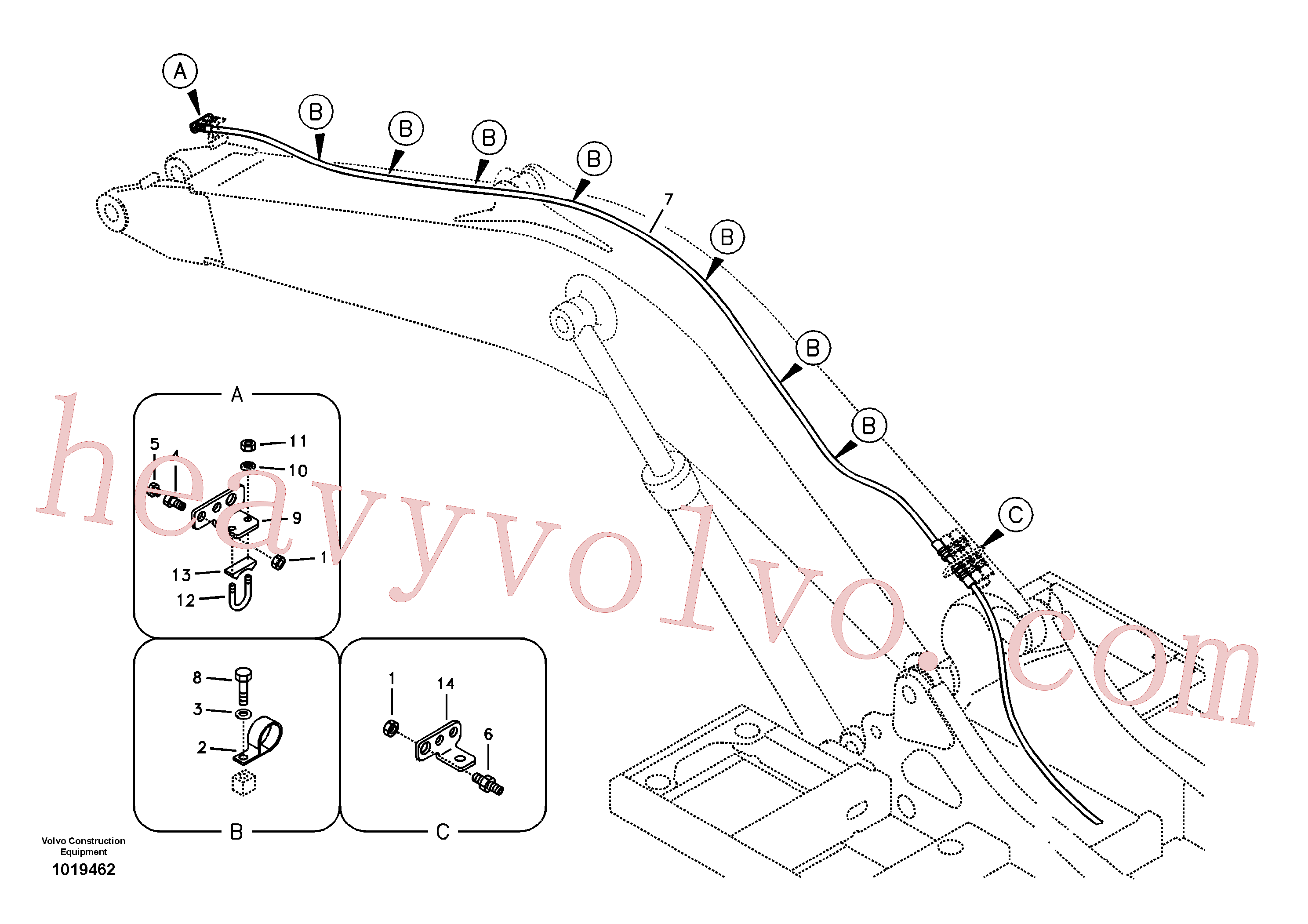 VOE14880632 for Volvo Working hydraulic, oil leak on boom(1019462 assembly)