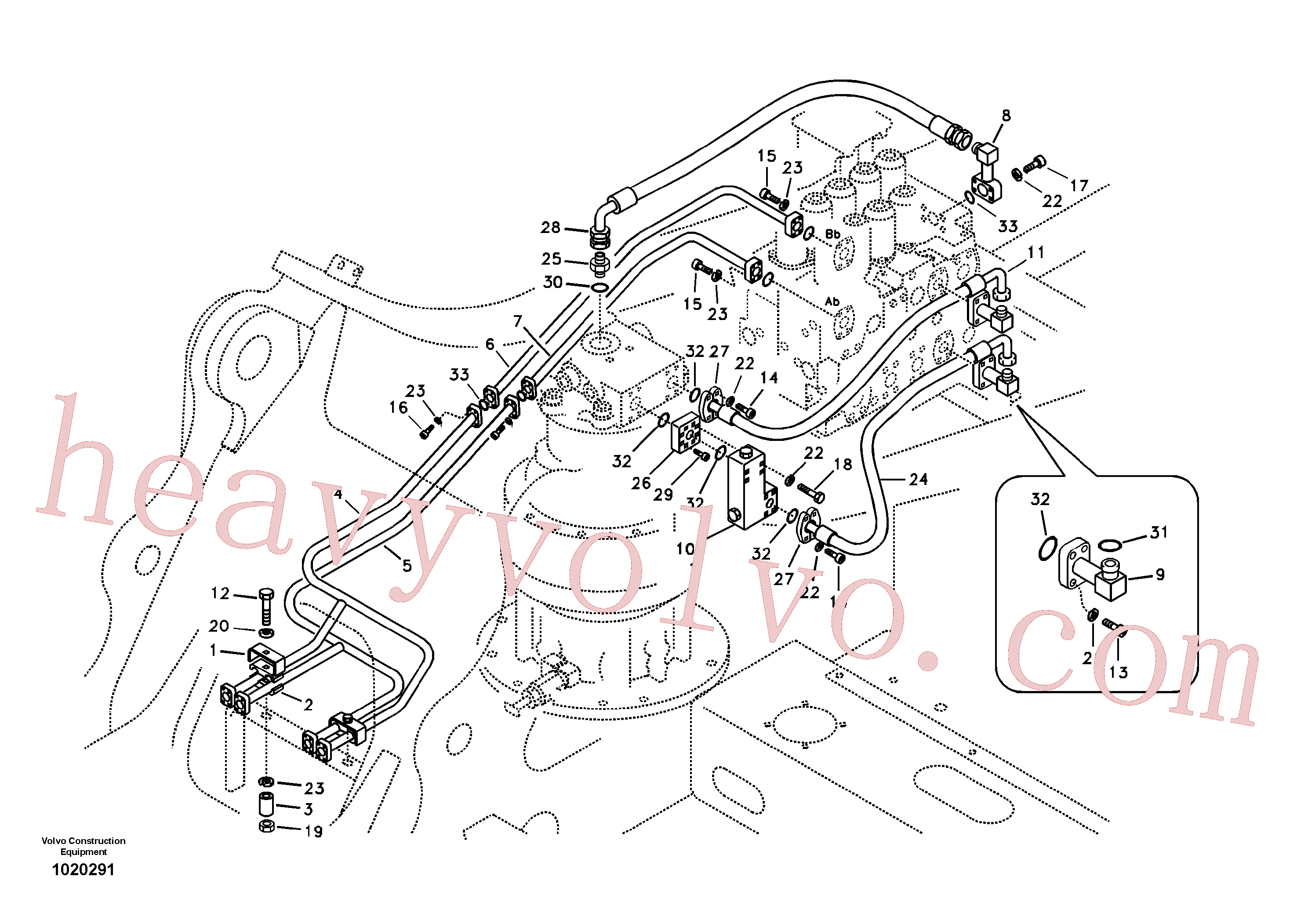 VOE14674396 for Volvo Hydraulic system, control valve to boom and swing(1020291 assembly)