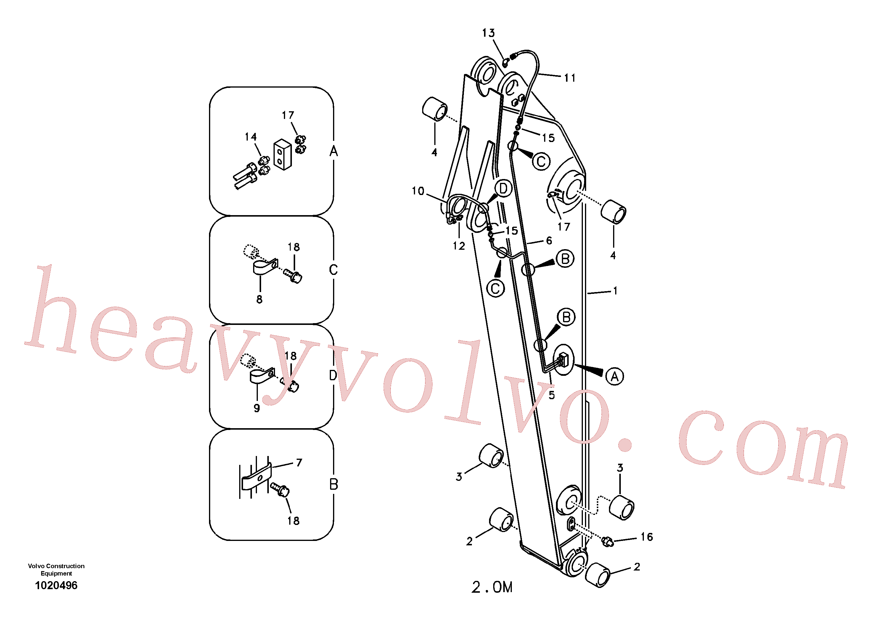 VOE14530676 for Volvo Dipper arm and grease piping with piping seat(1020496 assembly)