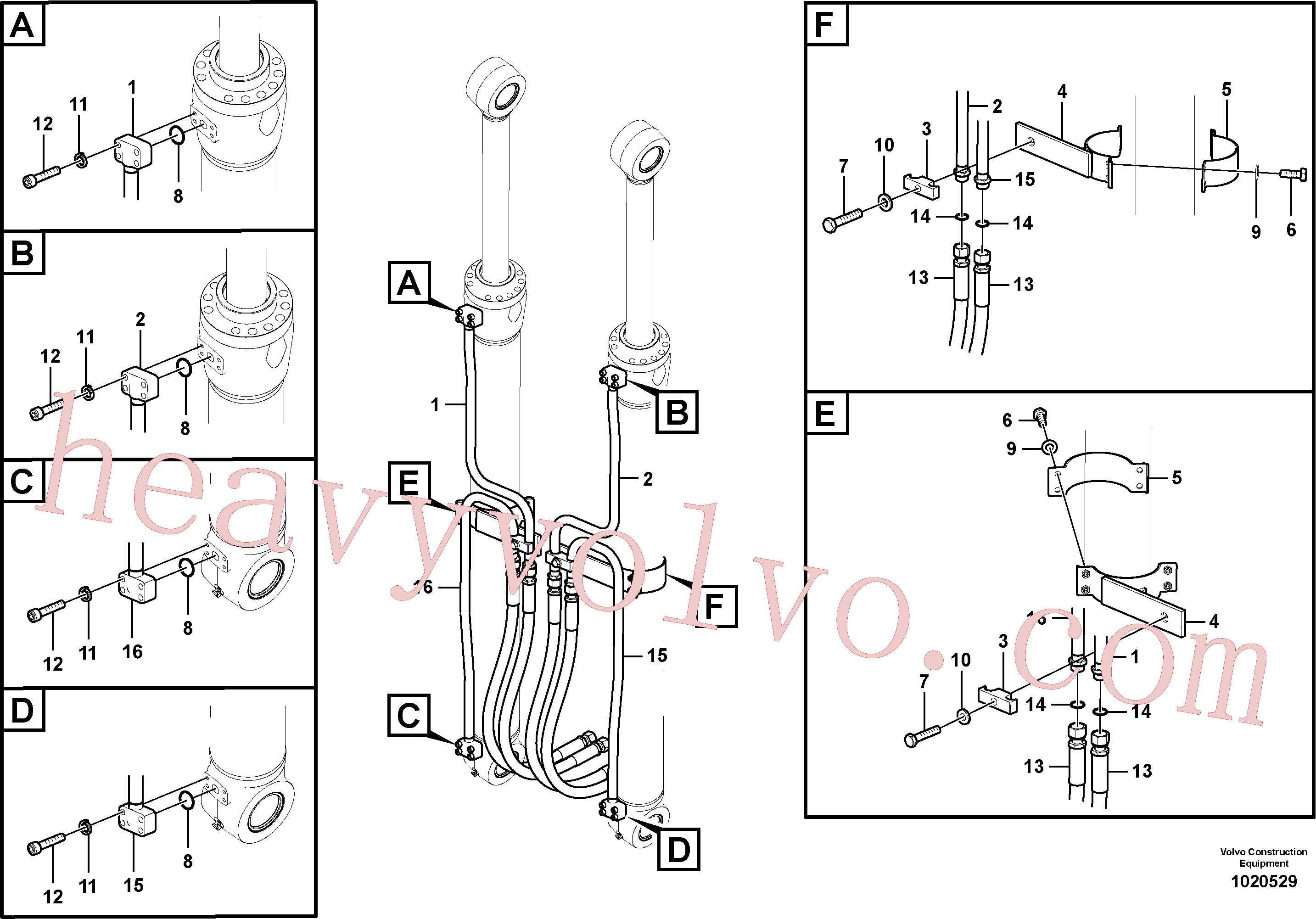 SA9011-21414 for Volvo Working hydraulic, boom cylinder(1020529 assembly)