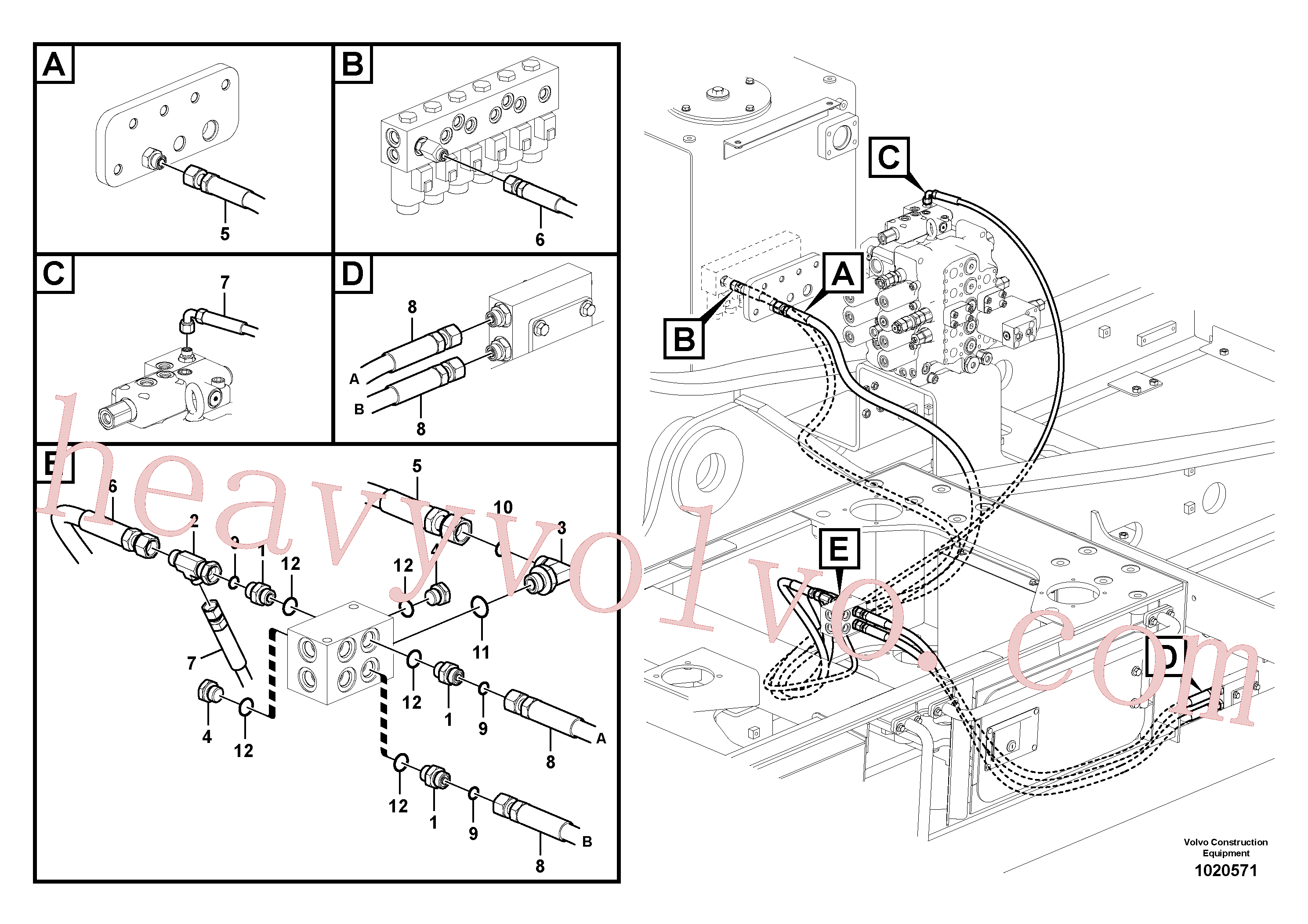 VOE937585 for Volvo Servo system, control valve to remote control valve pedal(1020571 assembly)