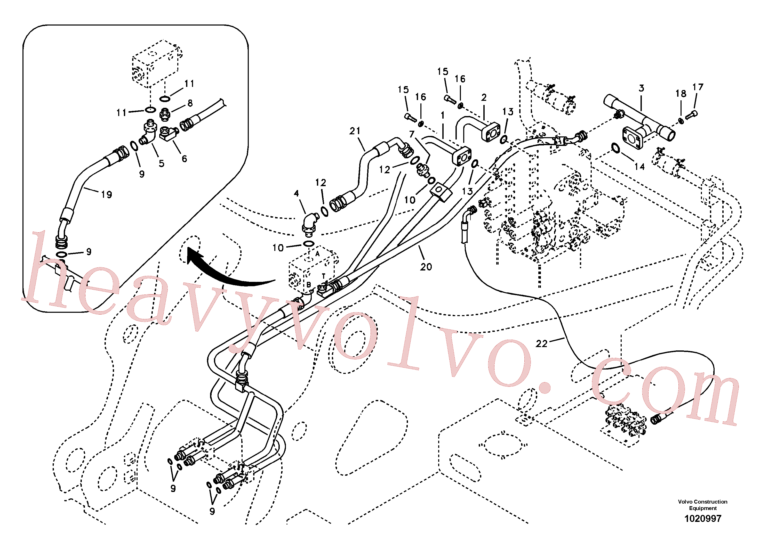 VOE14532986 for Volvo Hydraulic system, control valve to boom and swing(1020997 assembly)